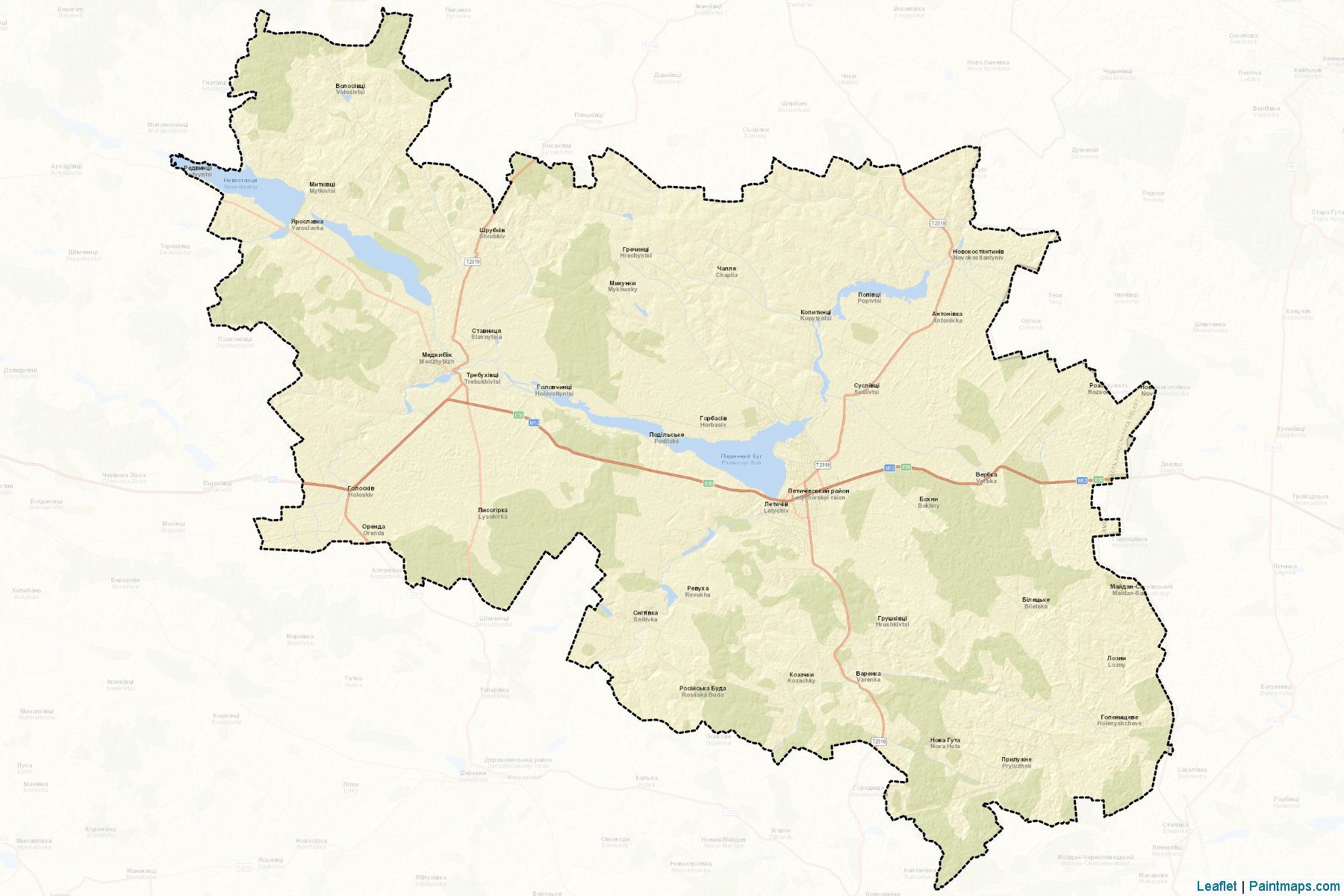 Muestras de recorte de mapas Letychivskyi (Khmelnytskyi)-2