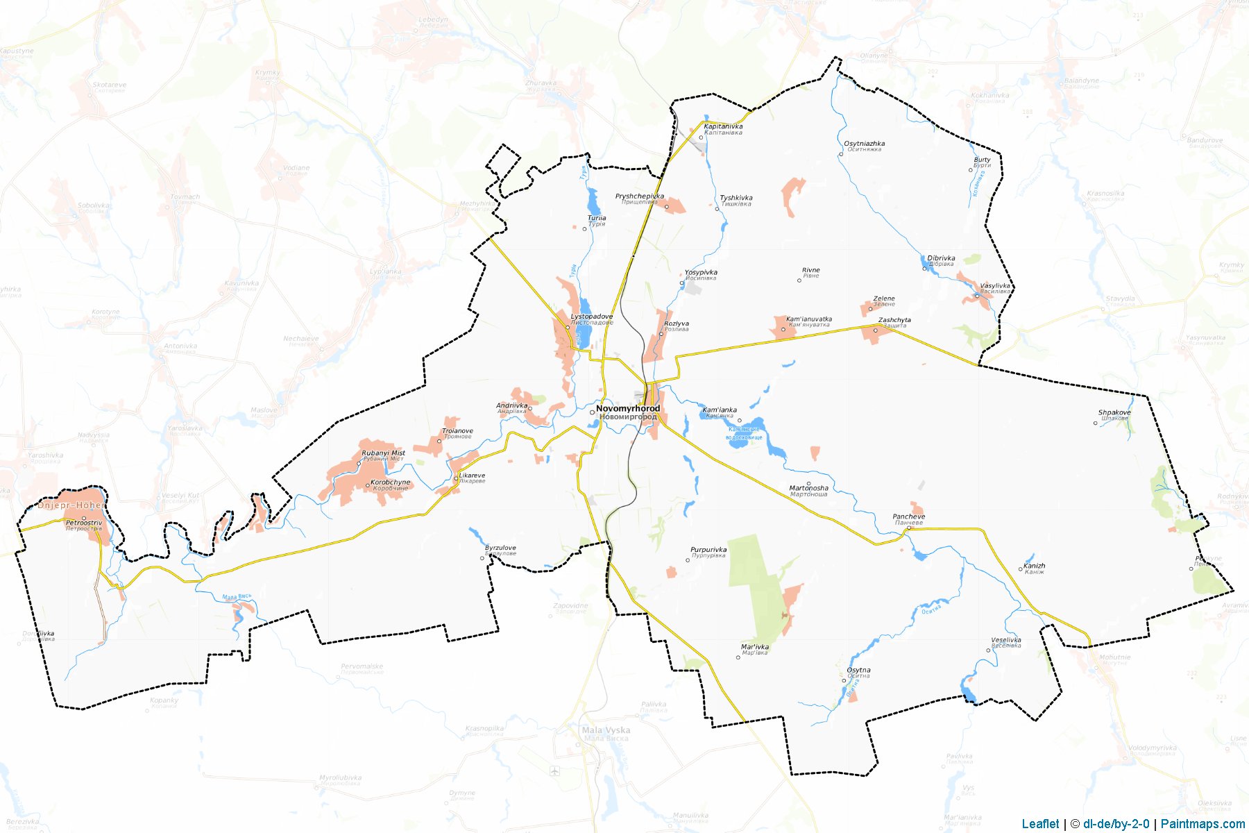 Muestras de recorte de mapas Novomyrhorodskyi (Kirovohrad)-1