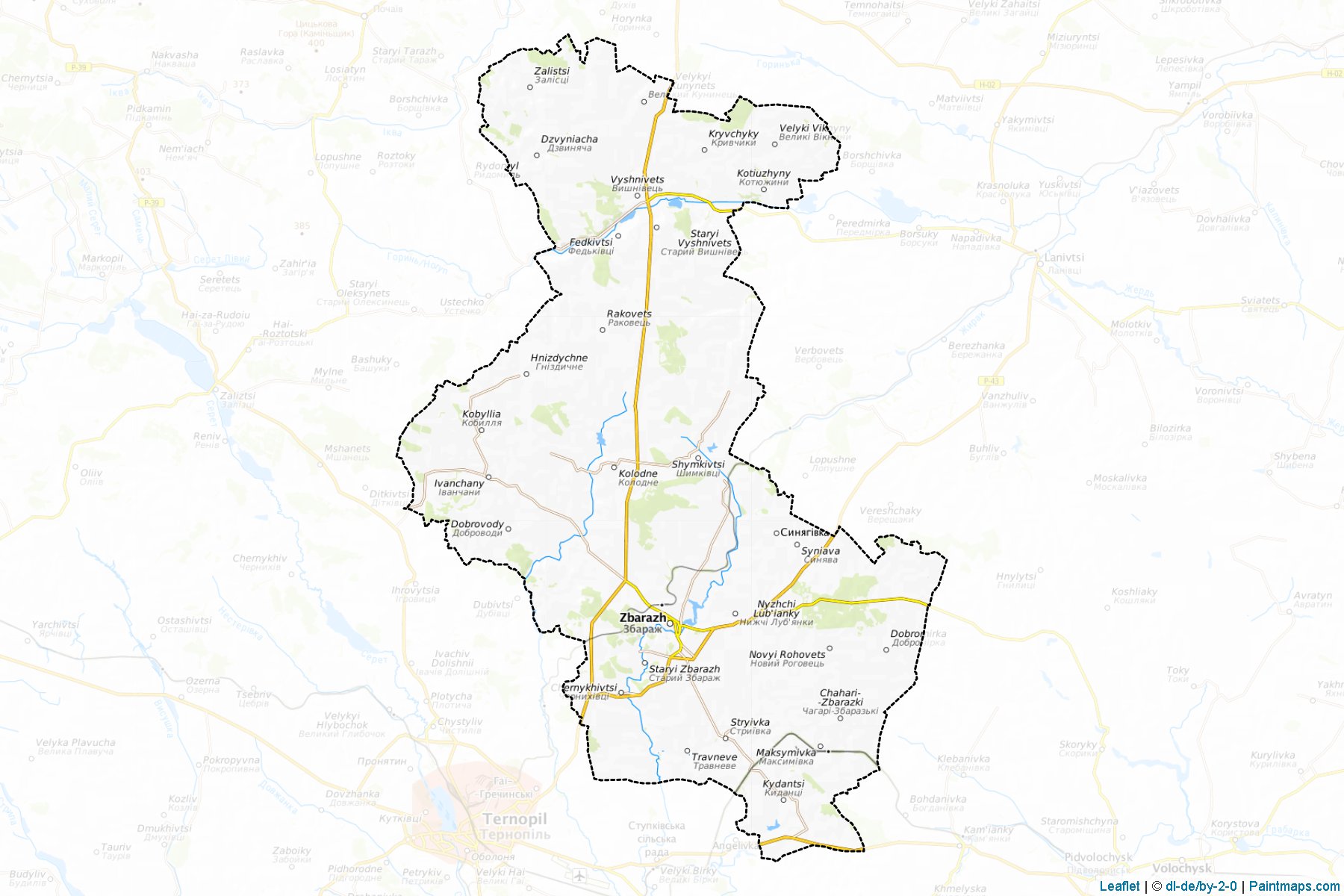 Muestras de recorte de mapas Zbarazkyi (Ternopil)-1