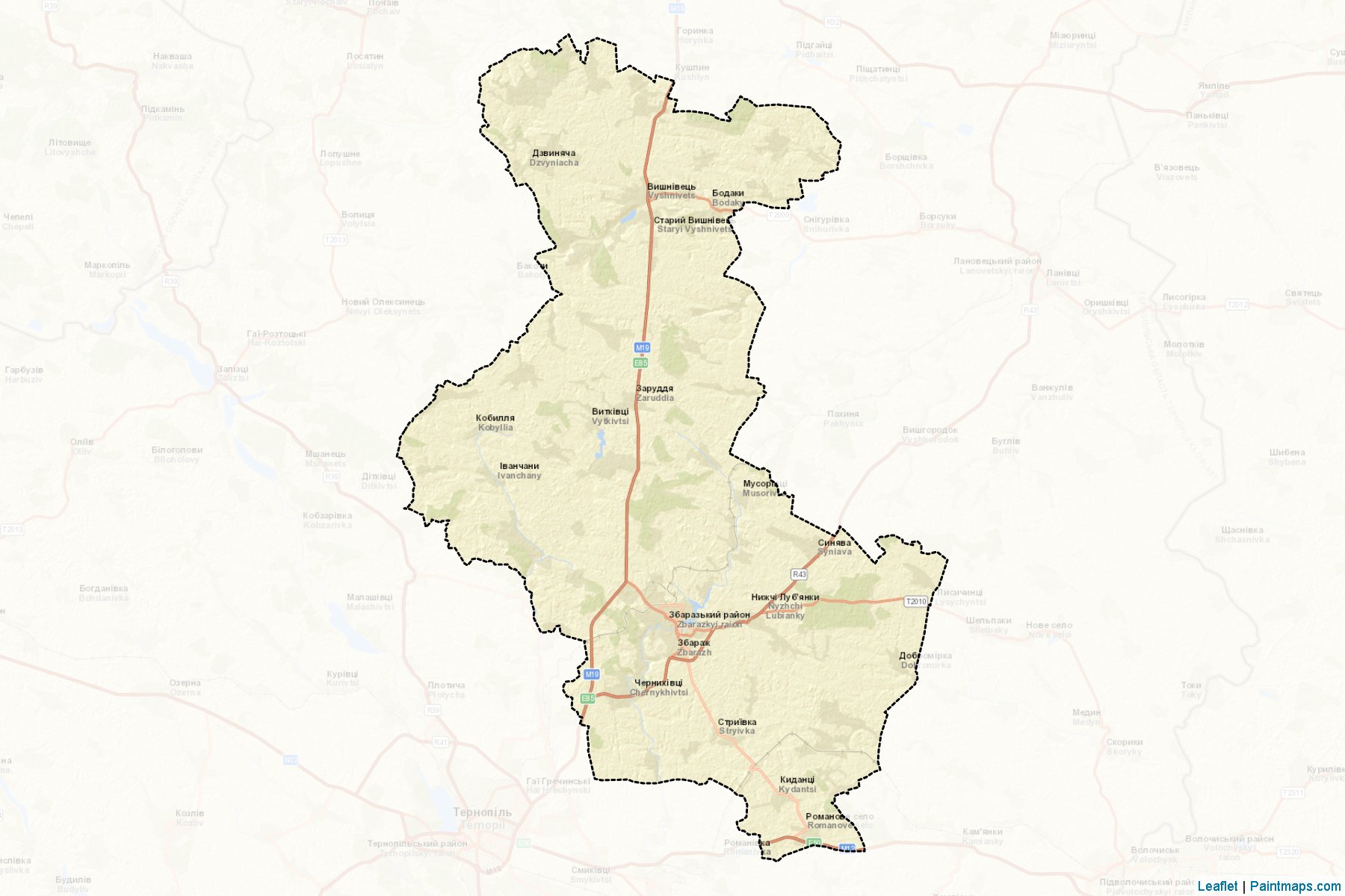 Muestras de recorte de mapas Zbarazkyi (Ternopil)-2