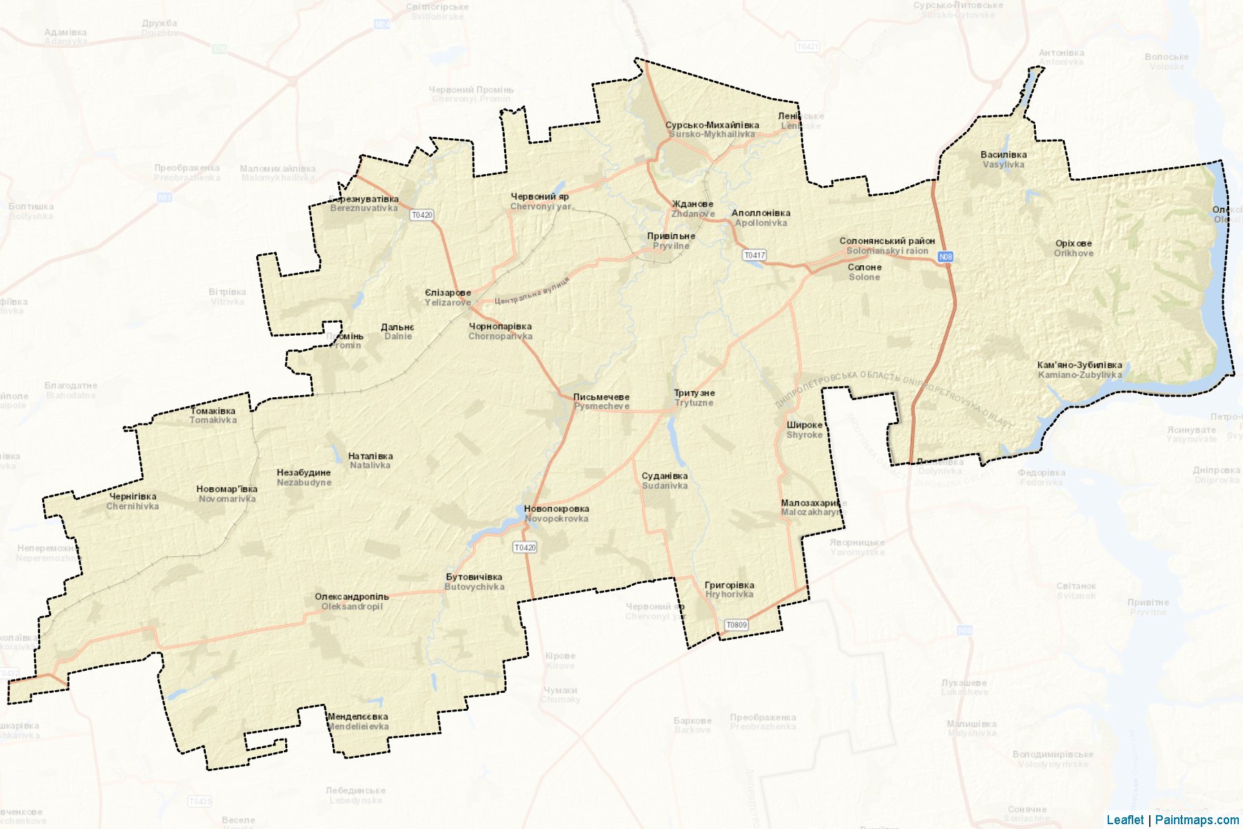 Muestras de recorte de mapas Solonianskyi (Dnipropetrovs'k)-2