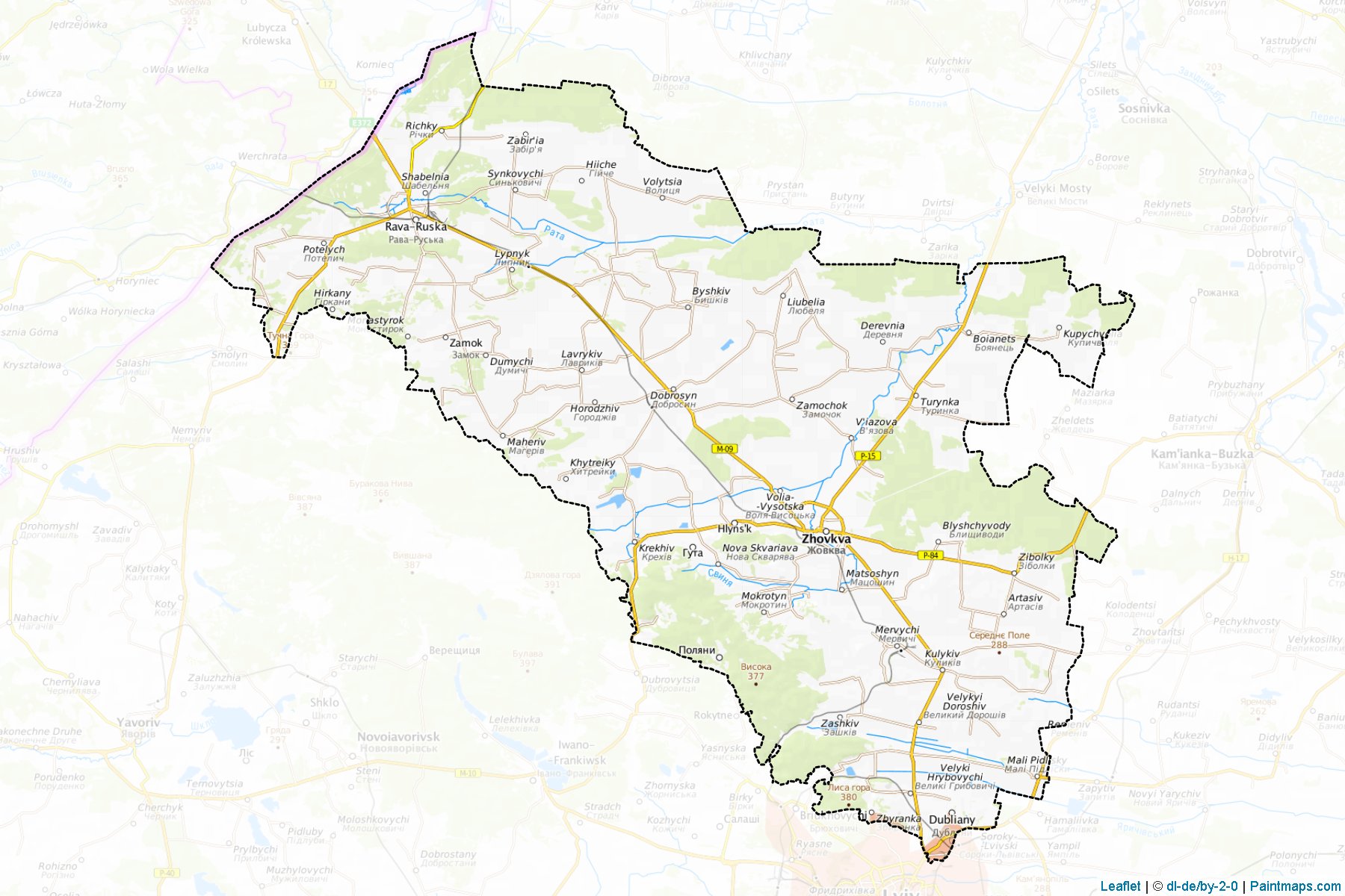 Muestras de recorte de mapas Zhovkivskyi (Lviv)-1