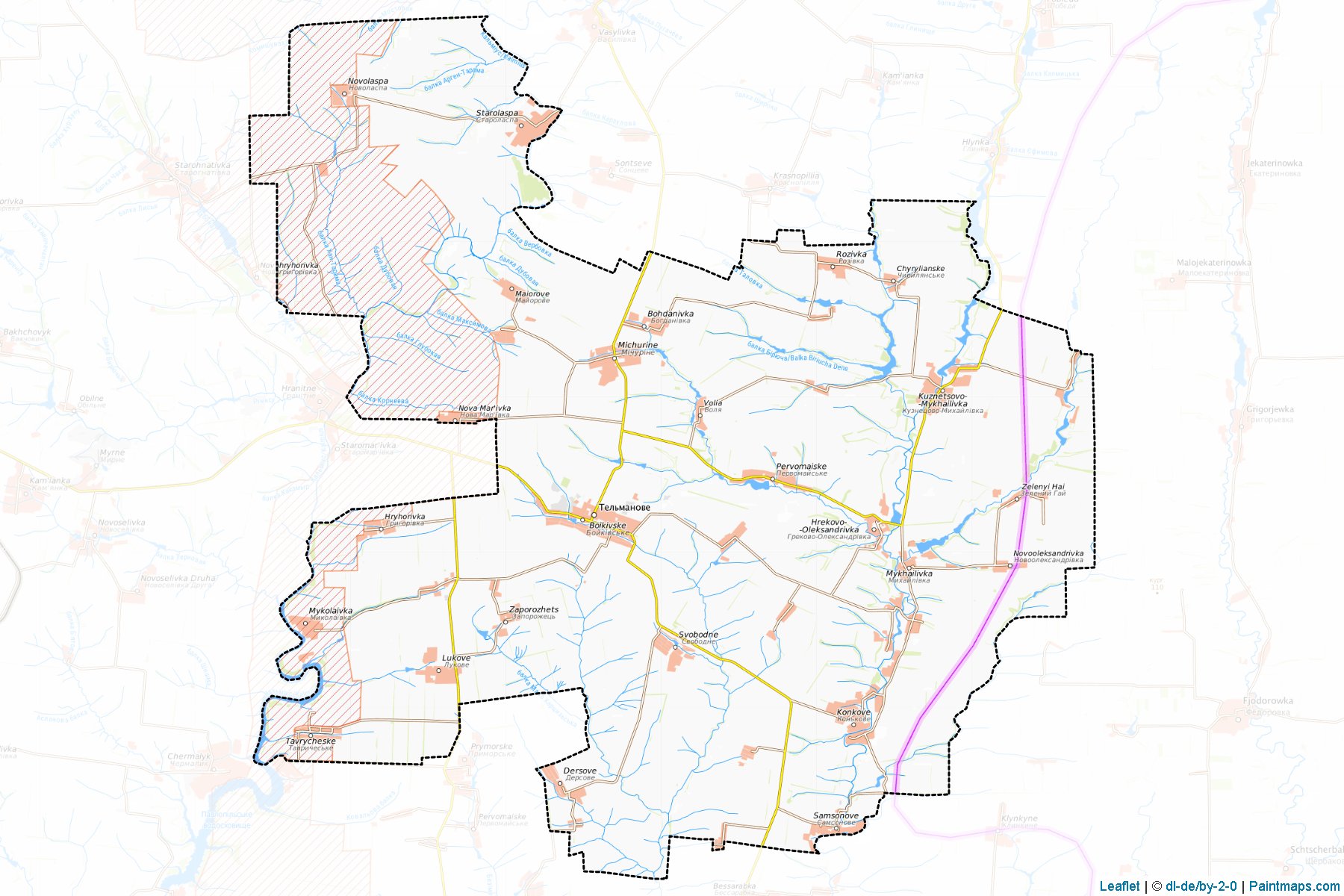 Muestras de recorte de mapas Telmanivskyi (Donetsk)-1