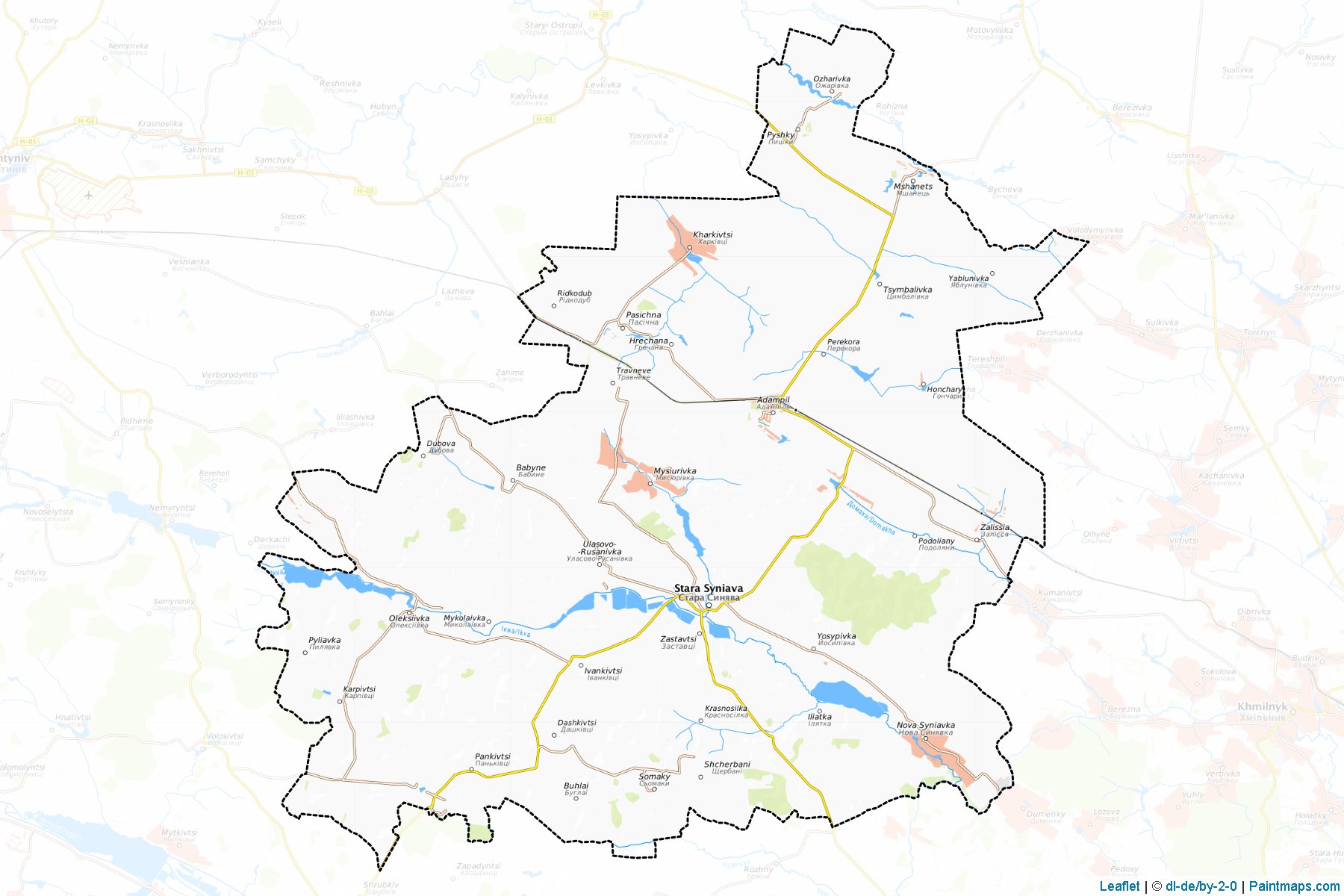 Muestras de recorte de mapas Starosyniavskyi (Khmelnytskyi)-1