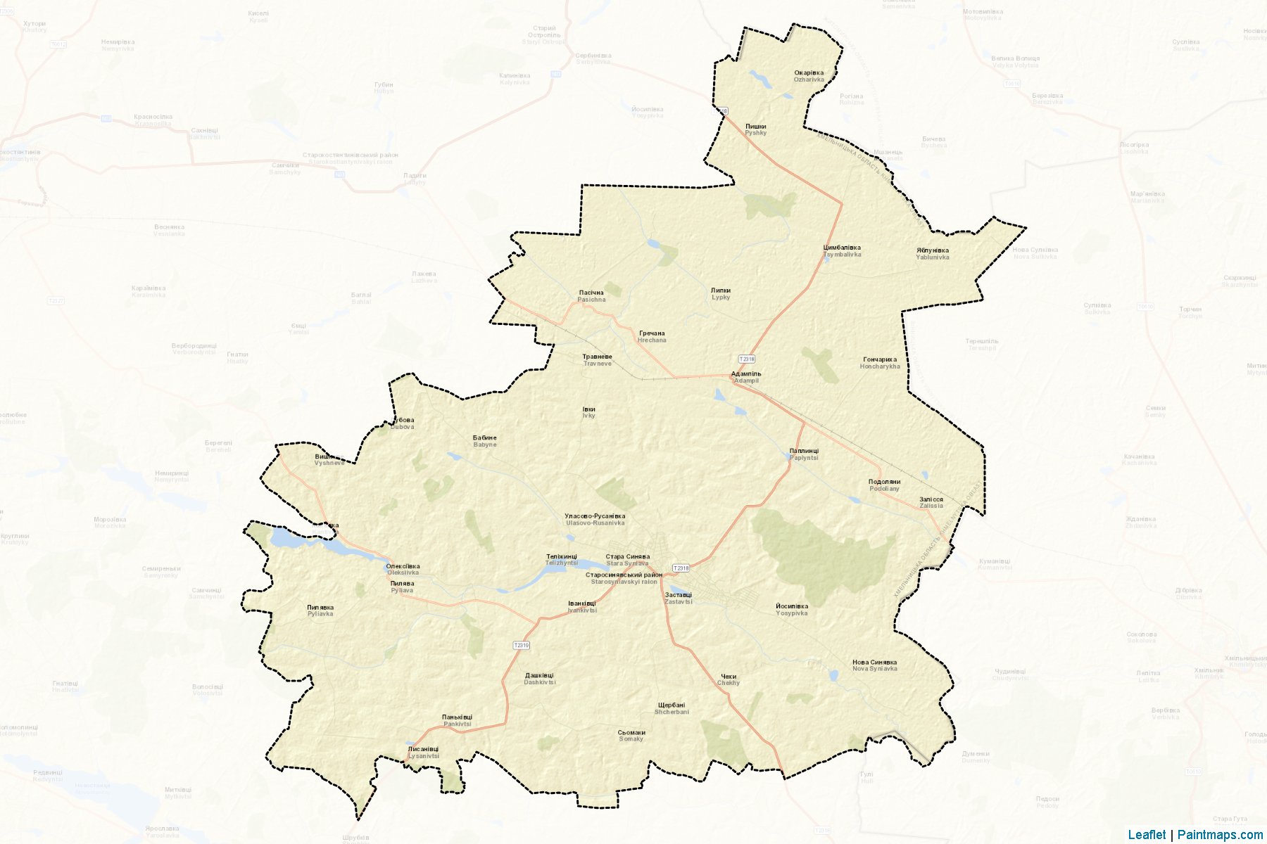 Muestras de recorte de mapas Starosyniavskyi (Khmelnytskyi)-2