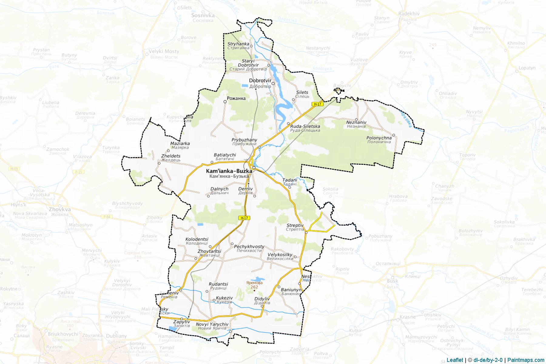 Muestras de recorte de mapas Kamianka-Buzkyi (Lviv)-1