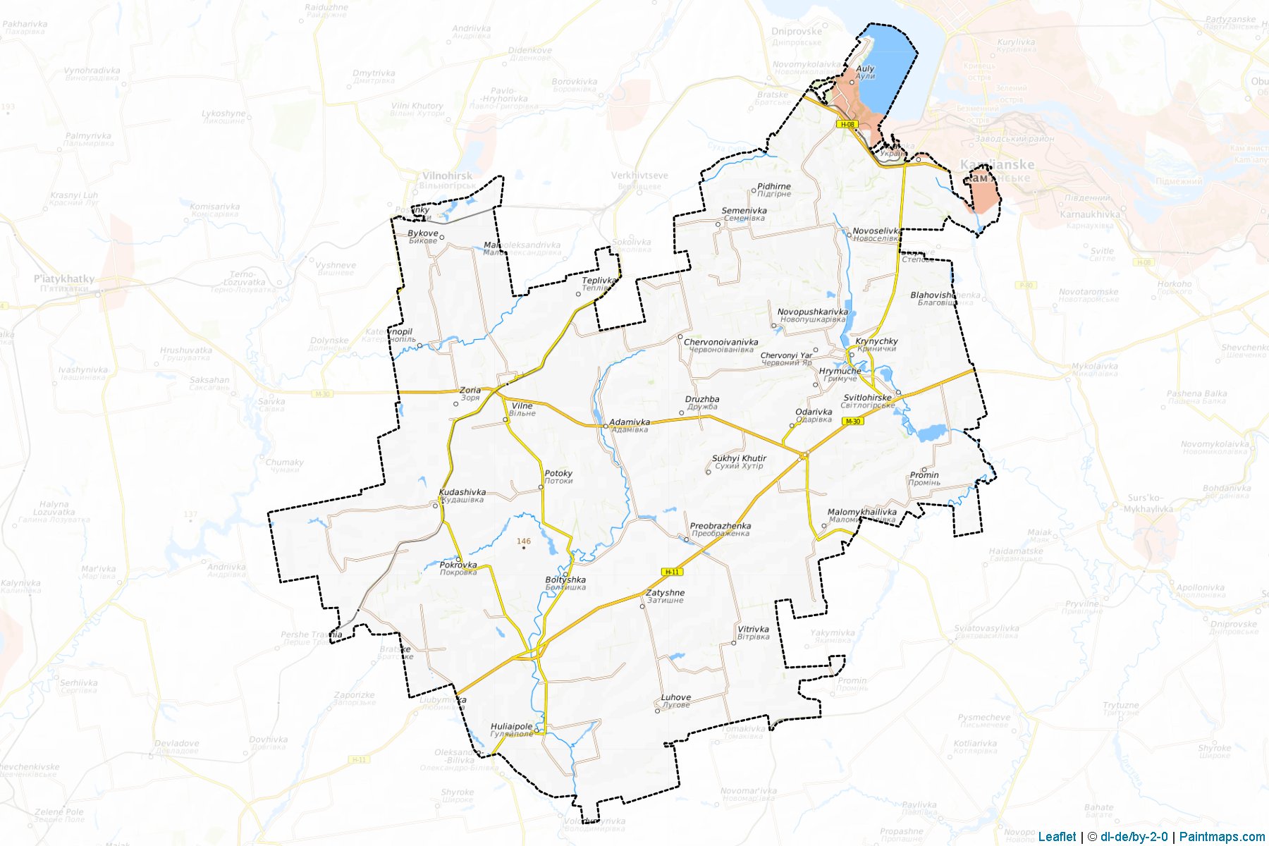 Muestras de recorte de mapas Krynychanskyi (Dnipropetrovs'k)-1