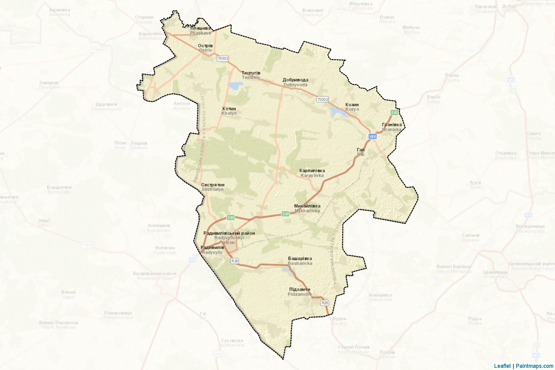 Muestras de recorte de mapas Radyvylivskyi (Rivne)-2