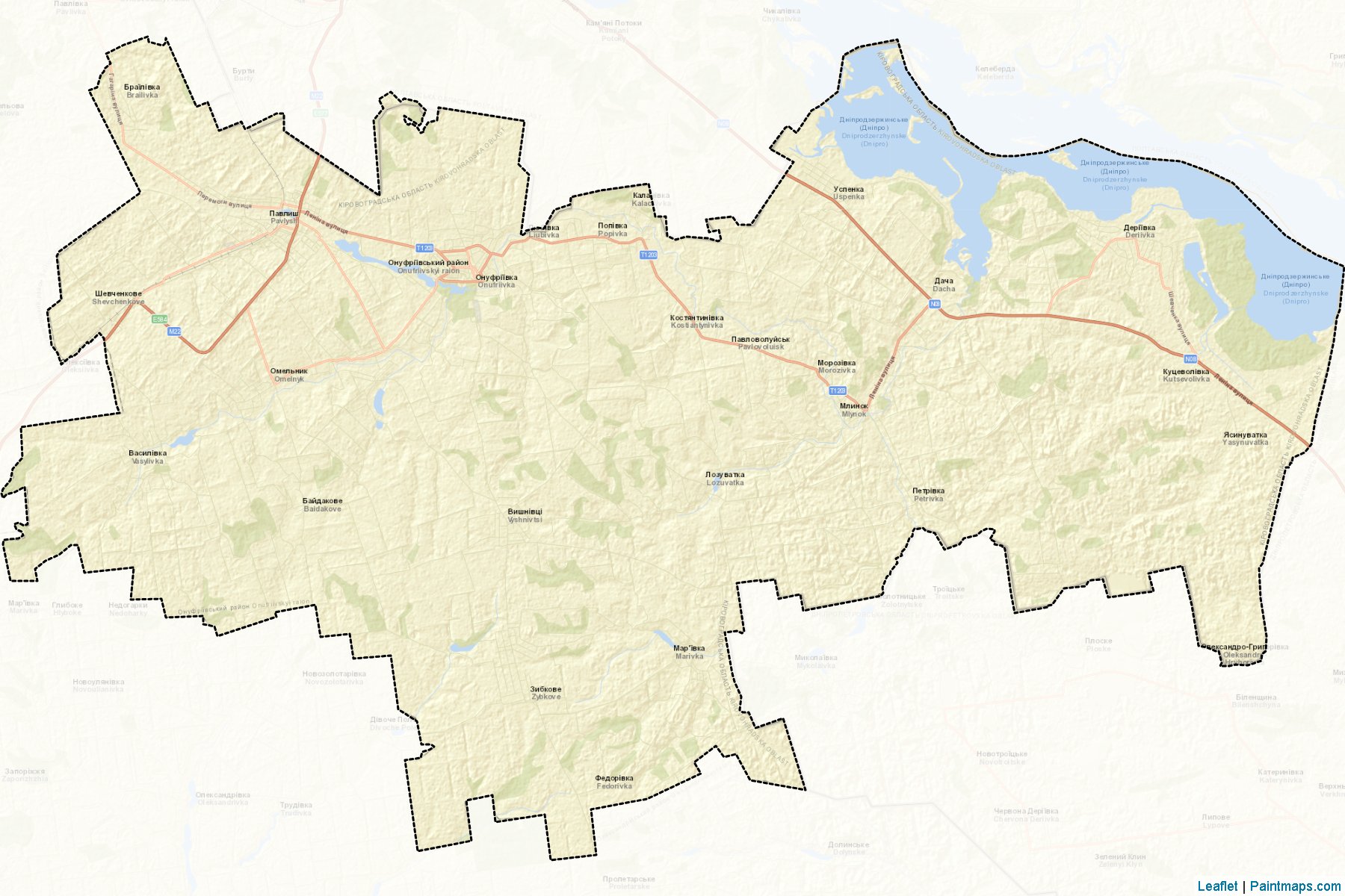 Muestras de recorte de mapas Onufriivskyi (Kirovohrad)-2