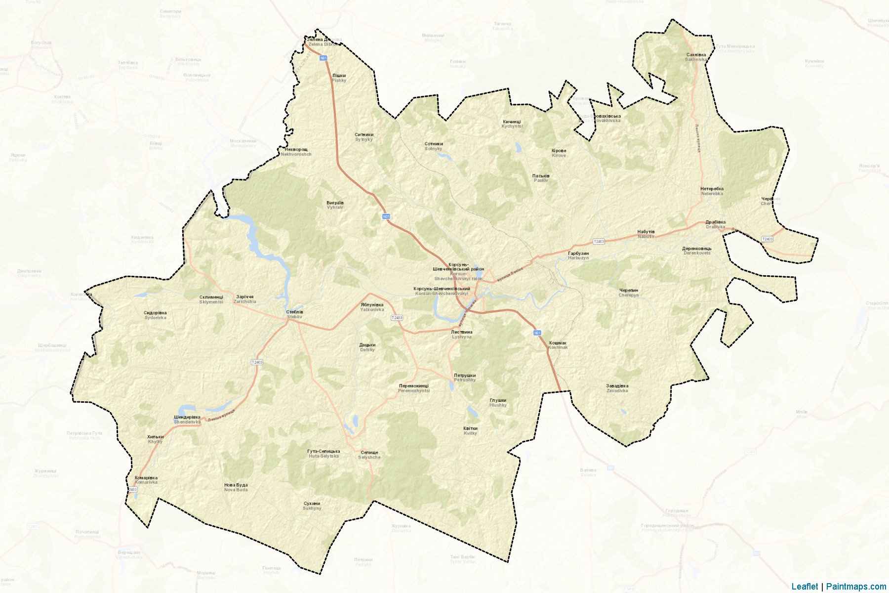 Muestras de recorte de mapas Korsun-Shevchenkivskyi (Cherkasy)-2