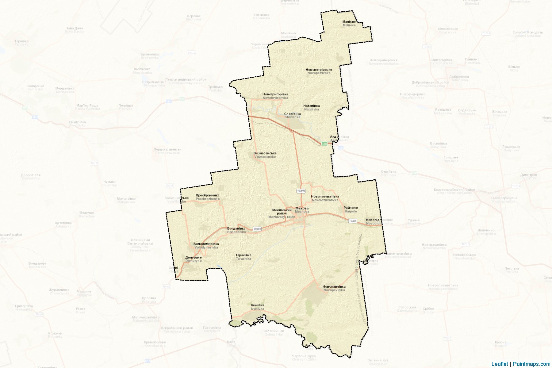 Muestras de recorte de mapas Mezhivskyi (Dnipropetrovs'k)-2