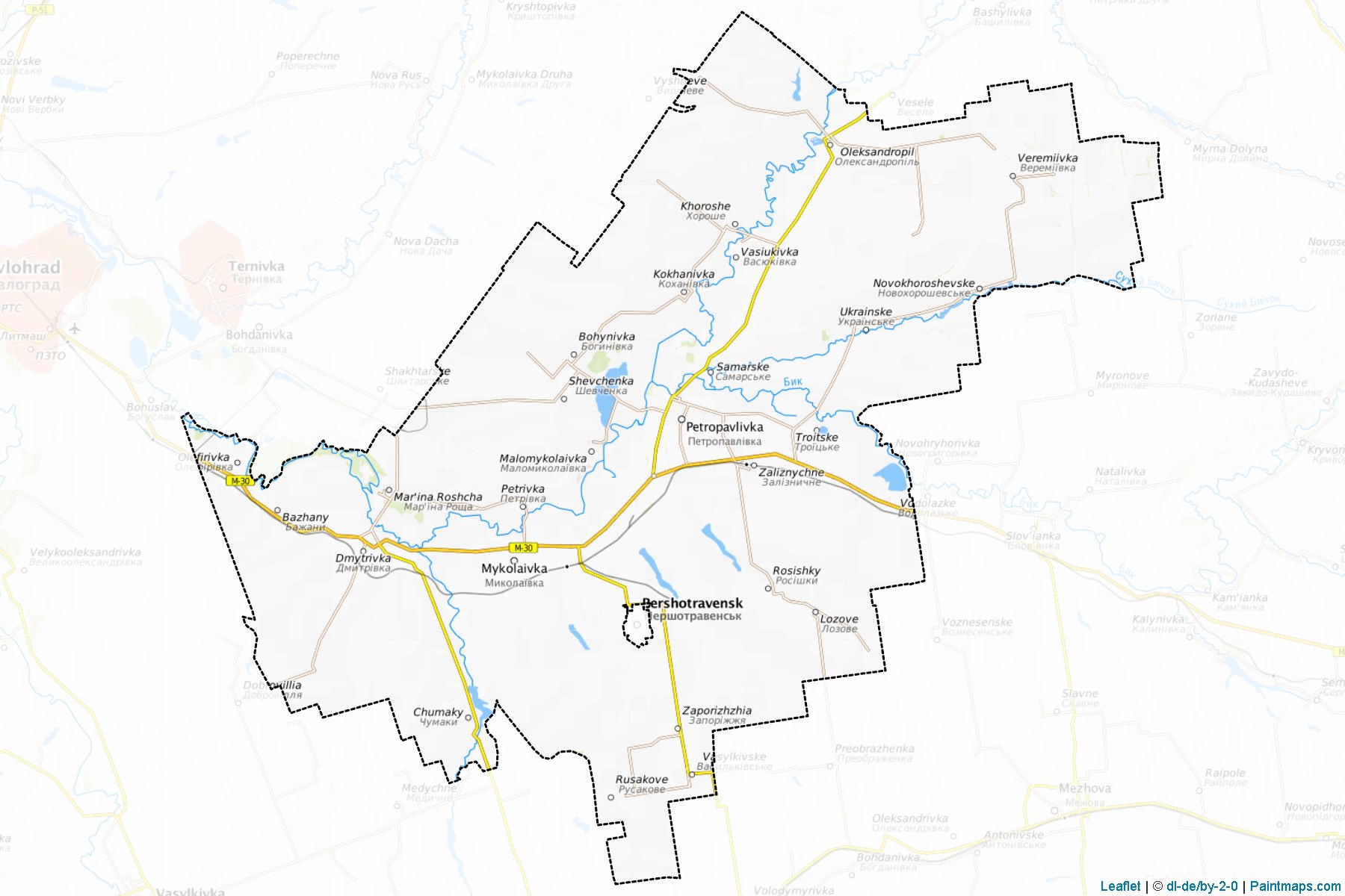 Muestras de recorte de mapas Petropavlivskyi (Dnipropetrovs'k)-1