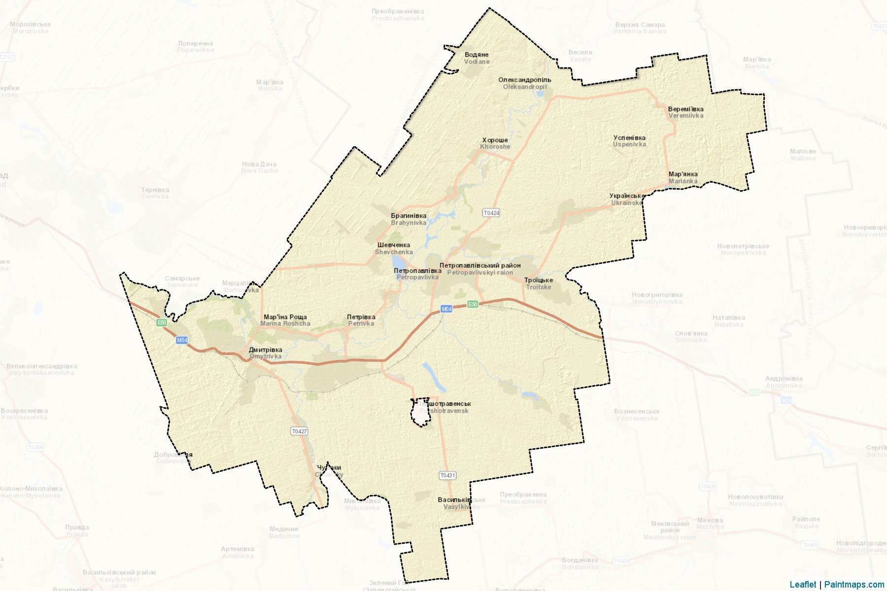 Muestras de recorte de mapas Petropavlivskyi (Dnipropetrovs'k)-2