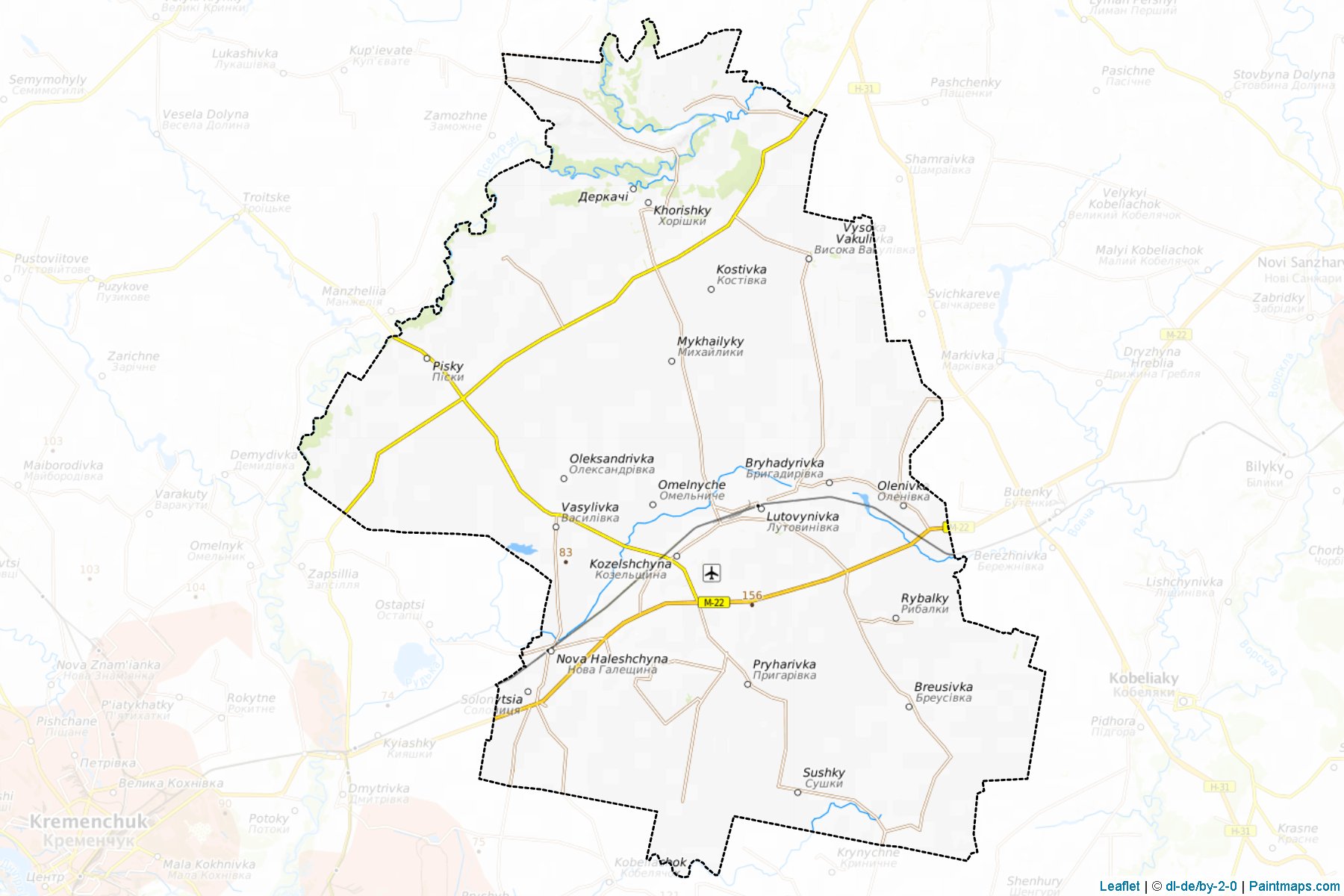 Muestras de recorte de mapas Kozelshchynskyi (Poltava)-1