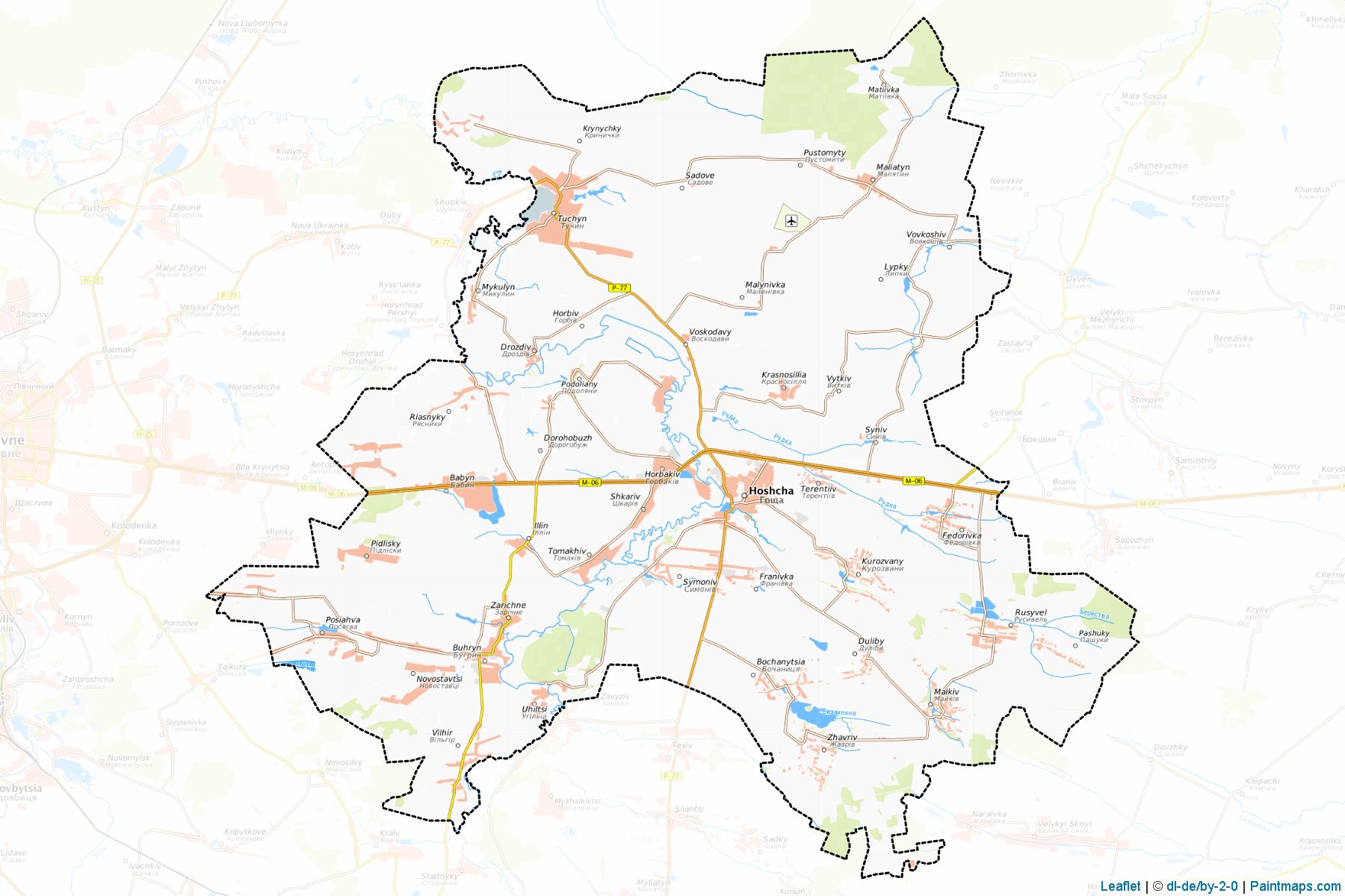 Muestras de recorte de mapas Hoshchanskyi (Rivne)-1