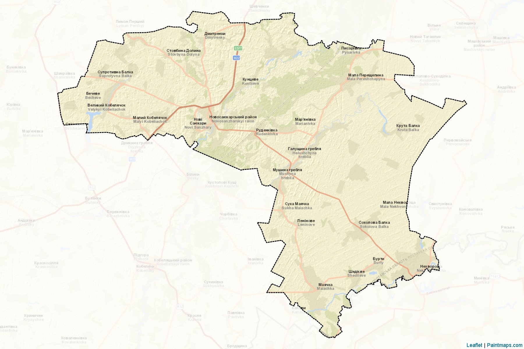 Muestras de recorte de mapas Novosanzharskyi (Poltava)-2