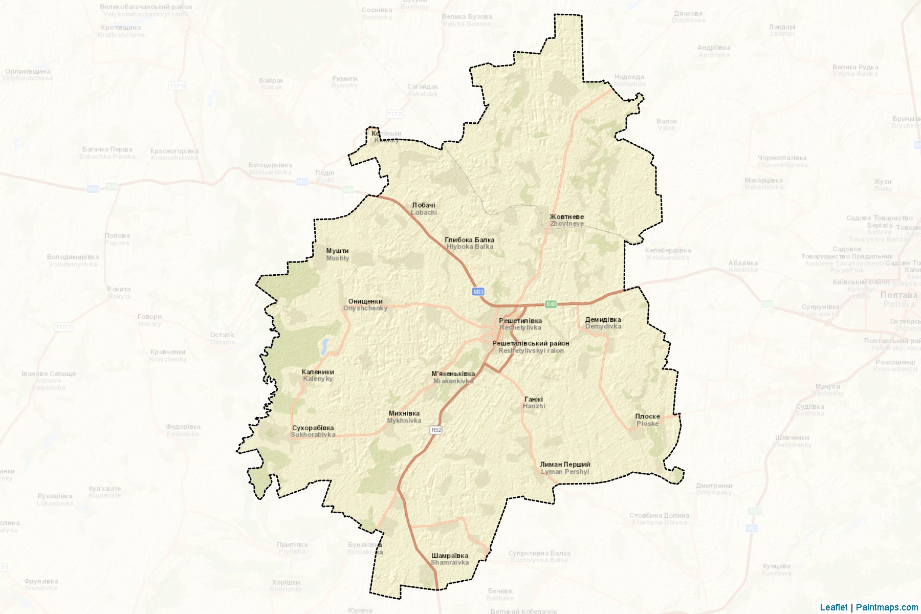 Muestras de recorte de mapas Reshetylivskyi (Poltava)-2