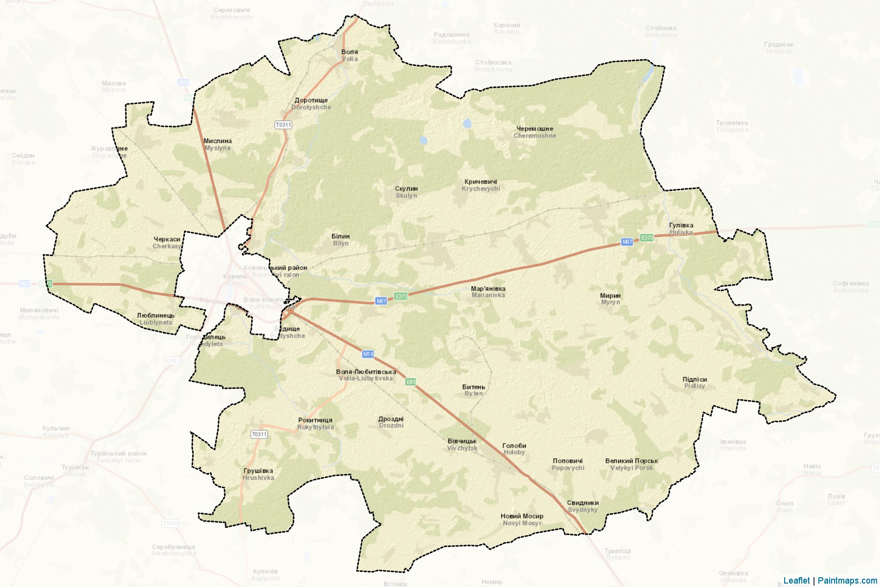 Muestras de recorte de mapas Kovelskyi (Volyn)-2