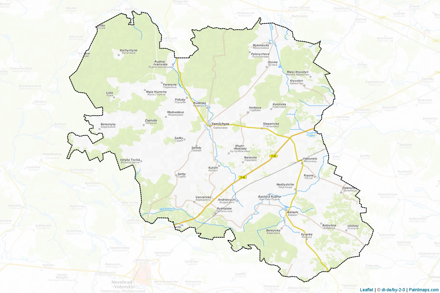 Muestras de recorte de mapas Yemilchynskyi (Zhytomyr)-1