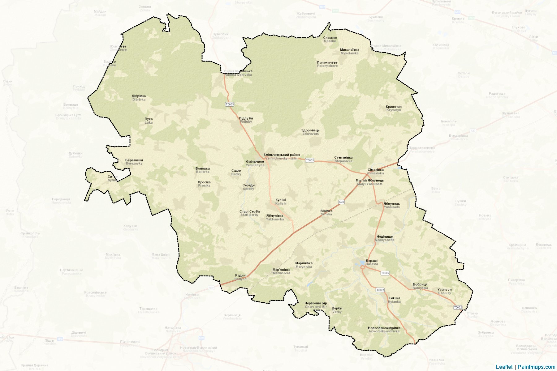 Muestras de recorte de mapas Yemilchynskyi (Zhytomyr)-2