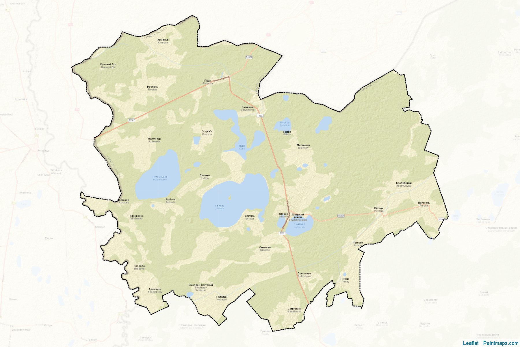 Muestras de recorte de mapas Shatskyi (Volyn)-2