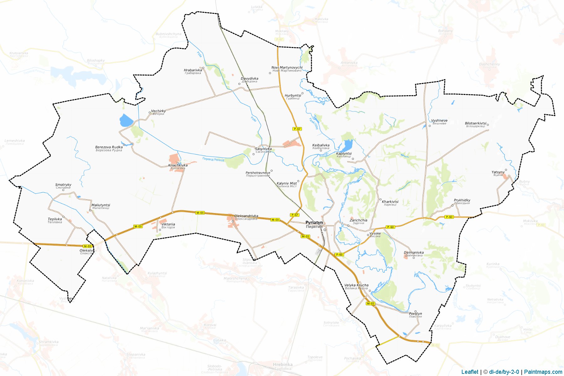 Muestras de recorte de mapas Pyriatynskyi (Poltava)-1