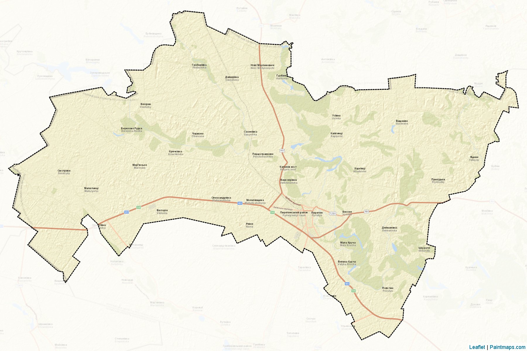 Muestras de recorte de mapas Pyriatynskyi (Poltava)-2