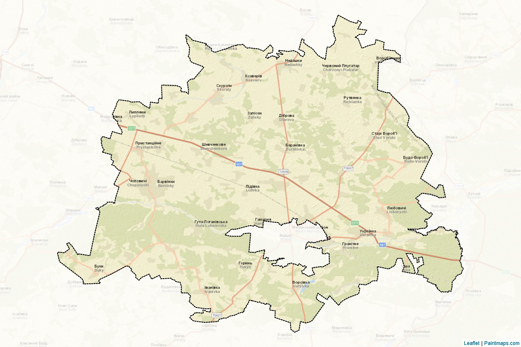 Muestras de recorte de mapas Malynskyi (Zhytomyr)-2