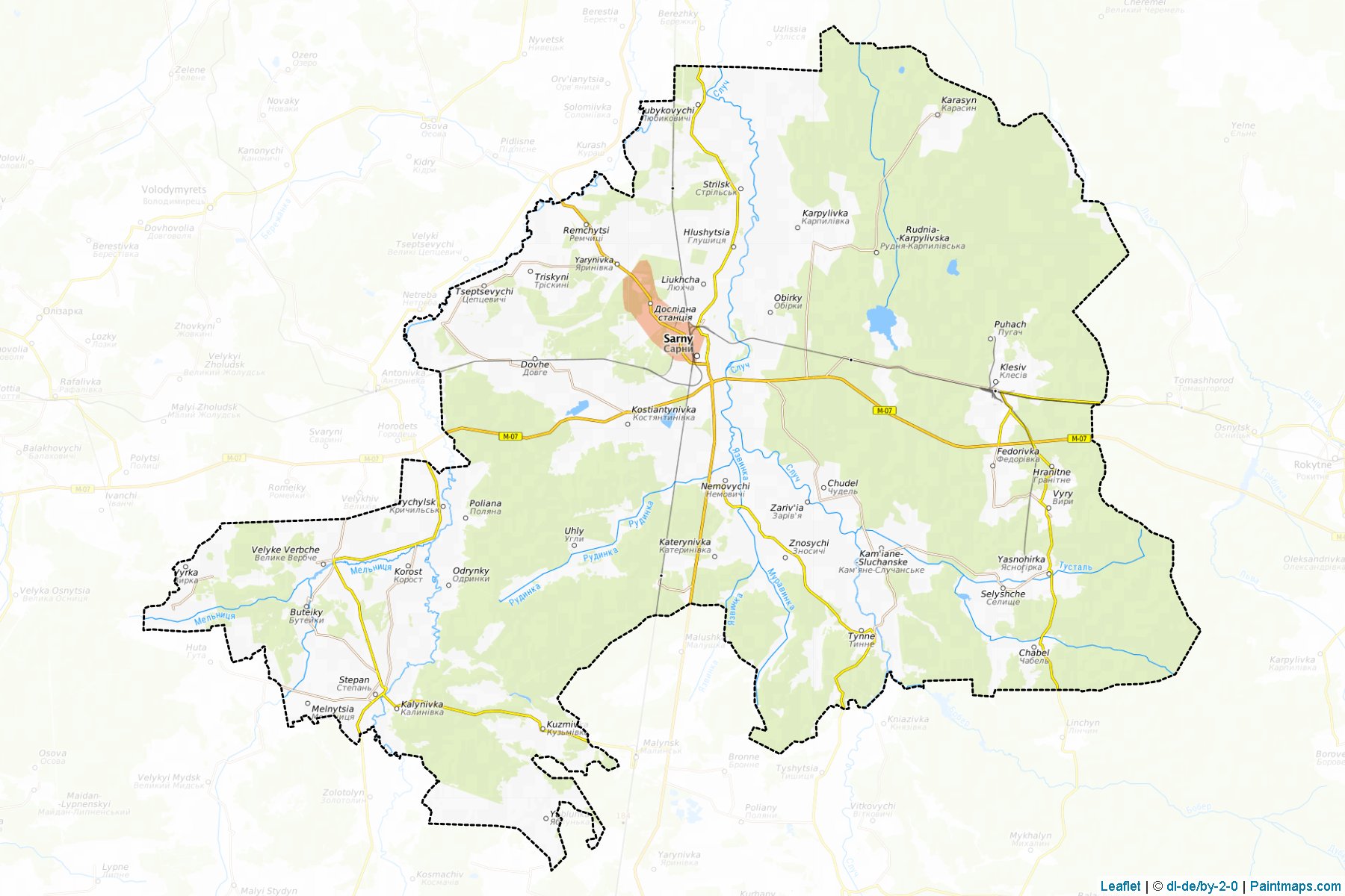 Muestras de recorte de mapas Sarnenskyi (Rivne)-1