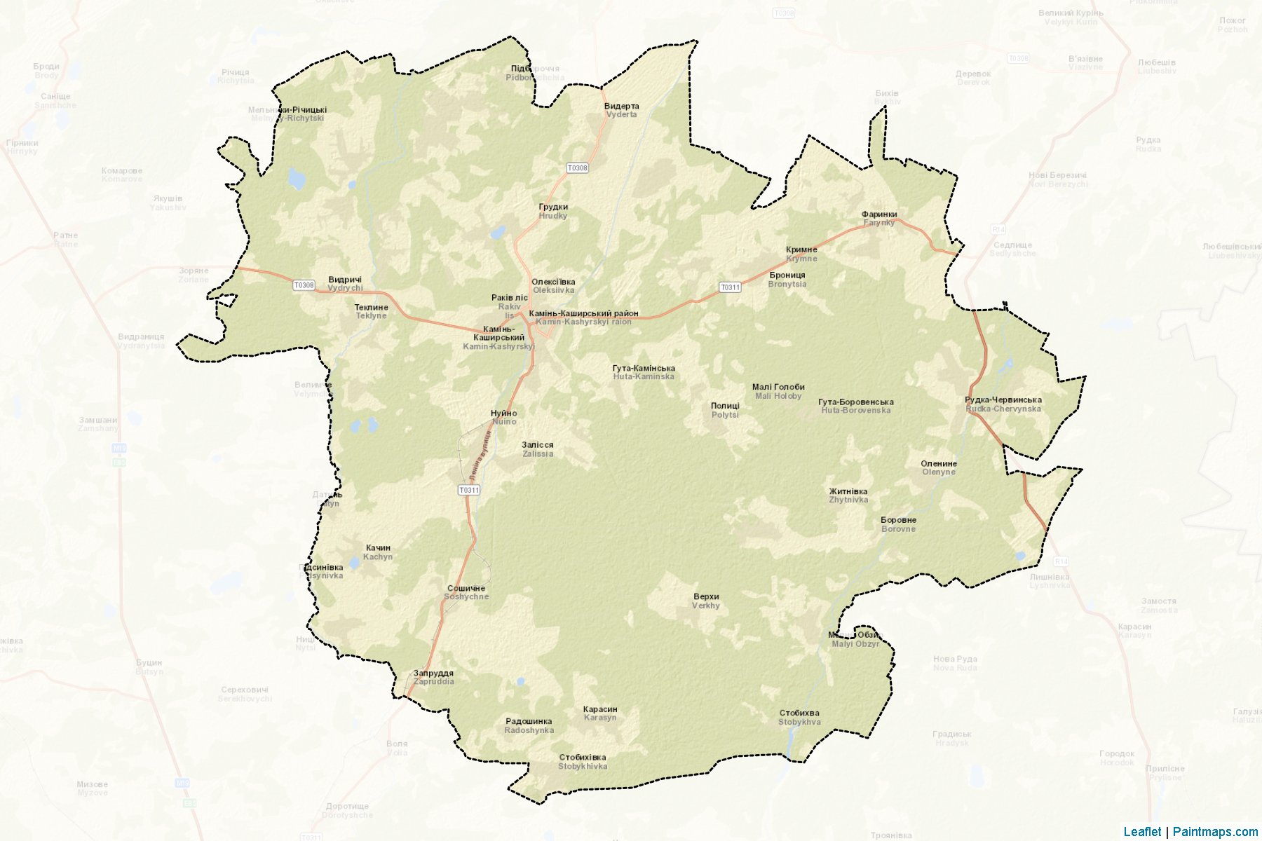 Muestras de recorte de mapas Kamin-Kashyrskyi (Volyn)-2