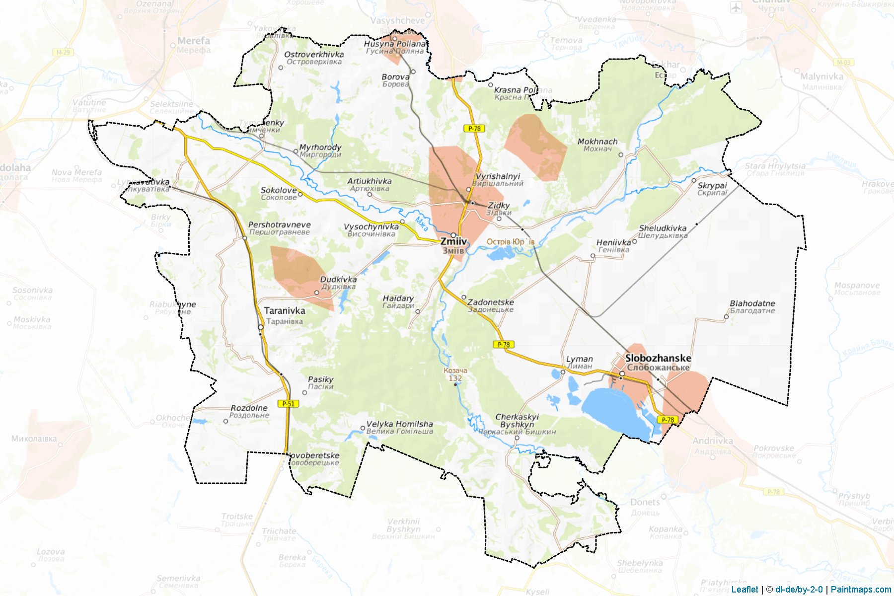 Muestras de recorte de mapas Zmiivskyi (Kharkiv)-1