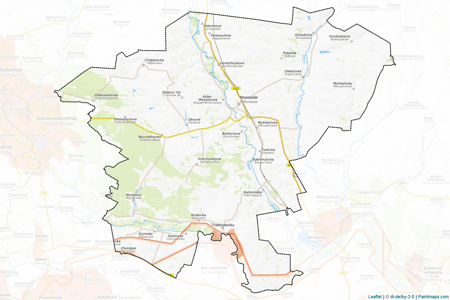 Muestras de recorte de mapas Novoaidarskyi (Luhansk)-1