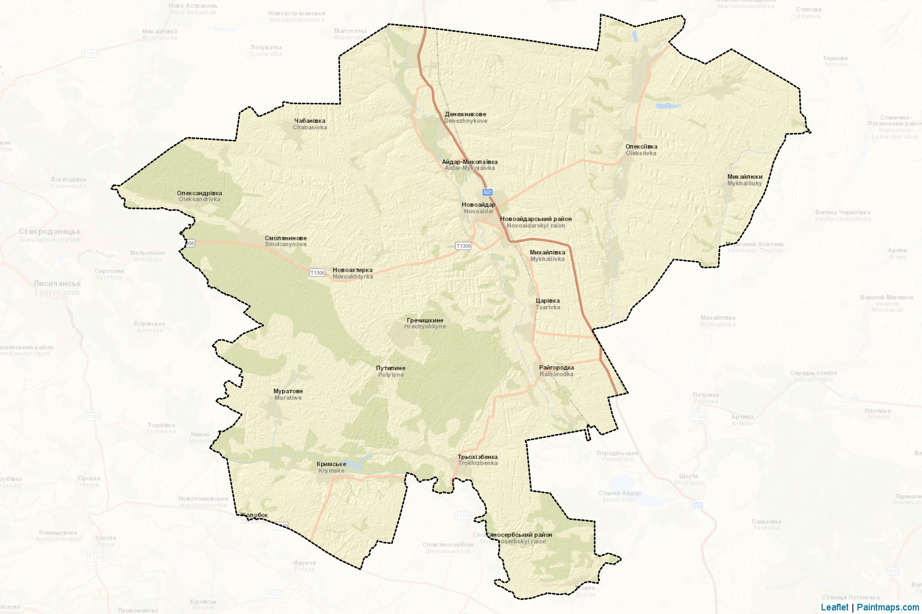 Muestras de recorte de mapas Novoaidarskyi (Luhansk)-2