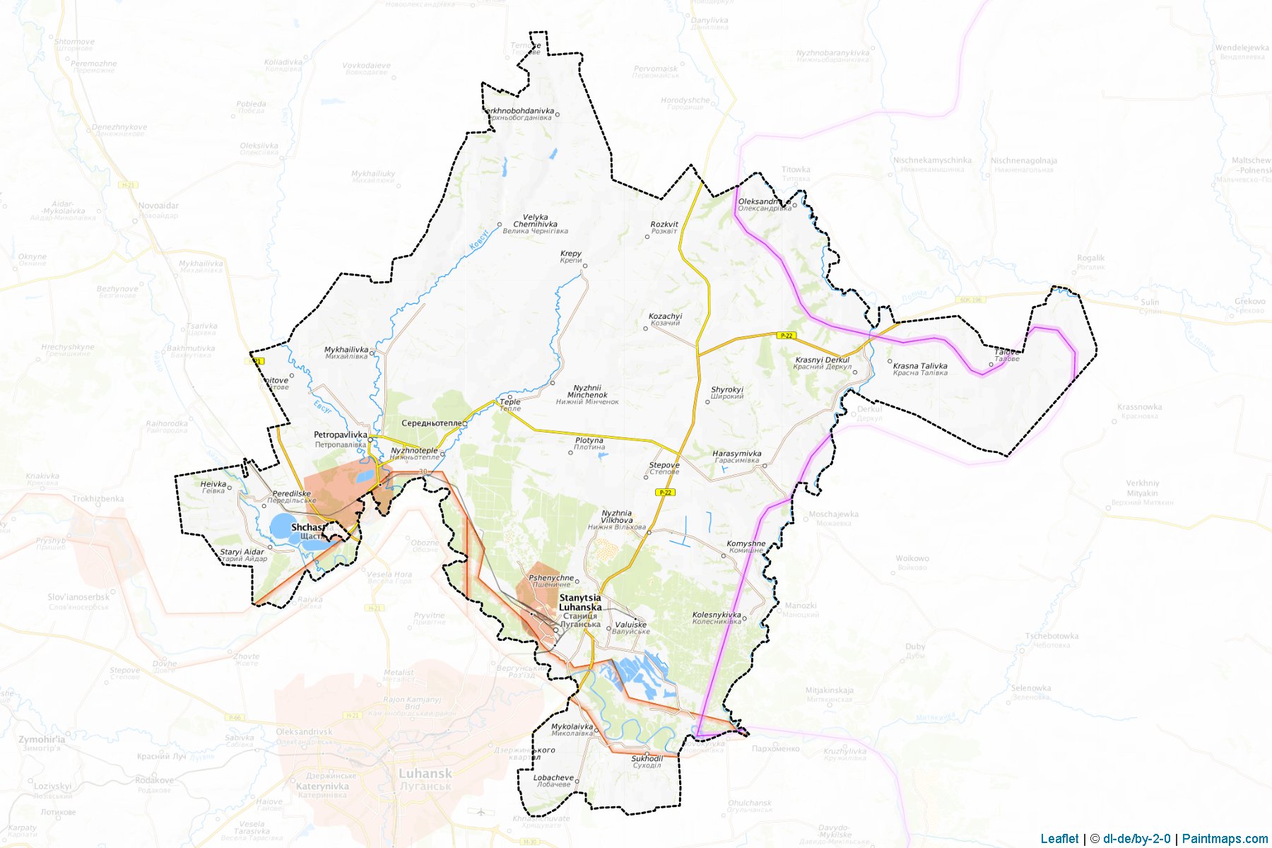 Muestras de recorte de mapas Stanychno-Luhanskyi (Luhansk)-1