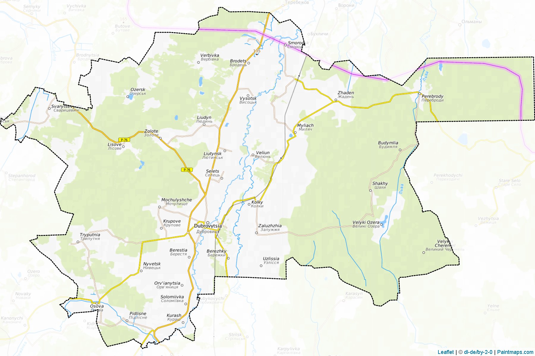 Muestras de recorte de mapas Dubrovytskyi (Rivne)-1