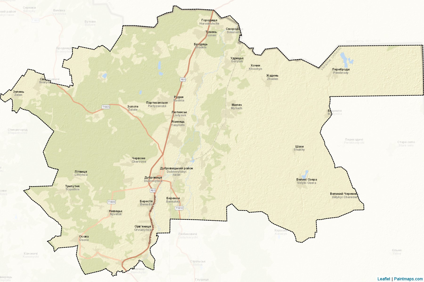 Muestras de recorte de mapas Dubrovytskyi (Rivne)-2