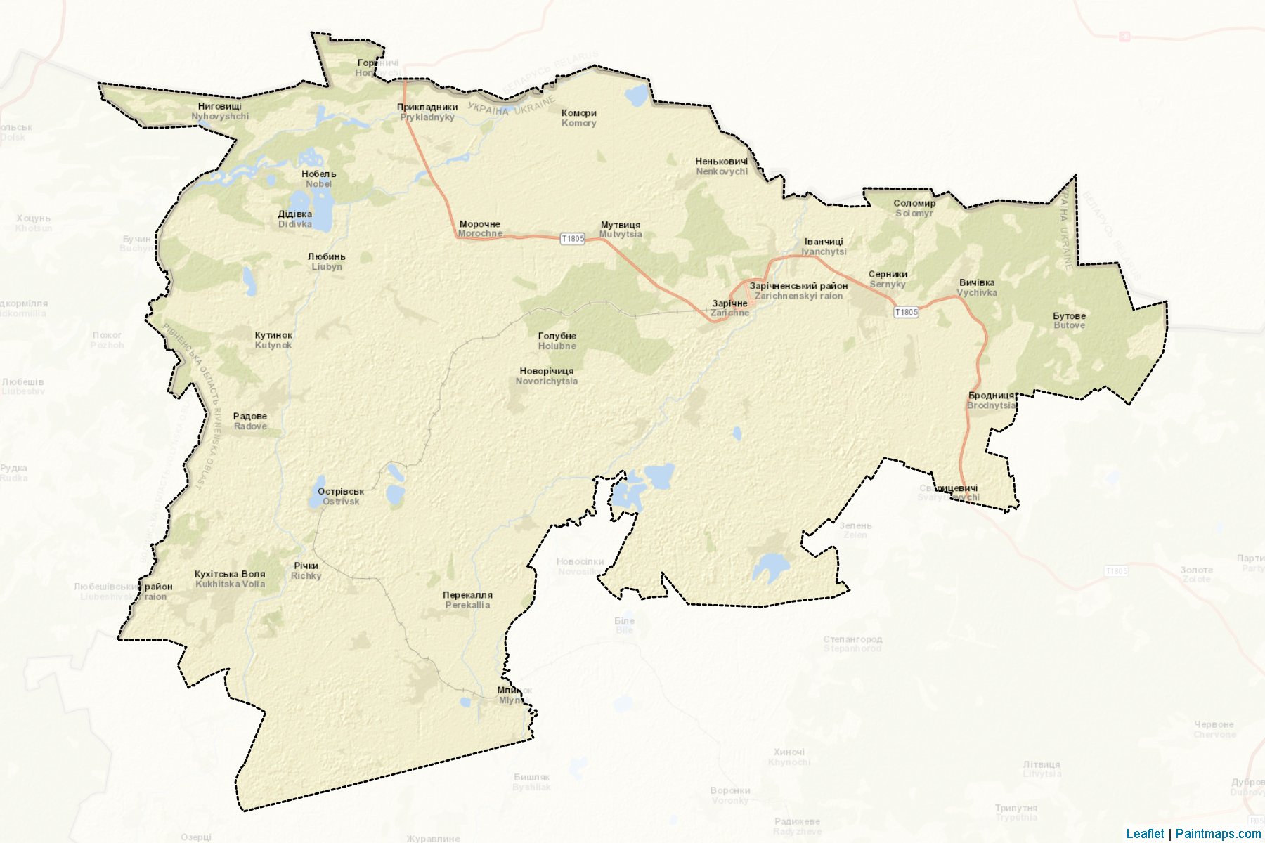 Muestras de recorte de mapas Zarichnenskyi (Rivne)-2