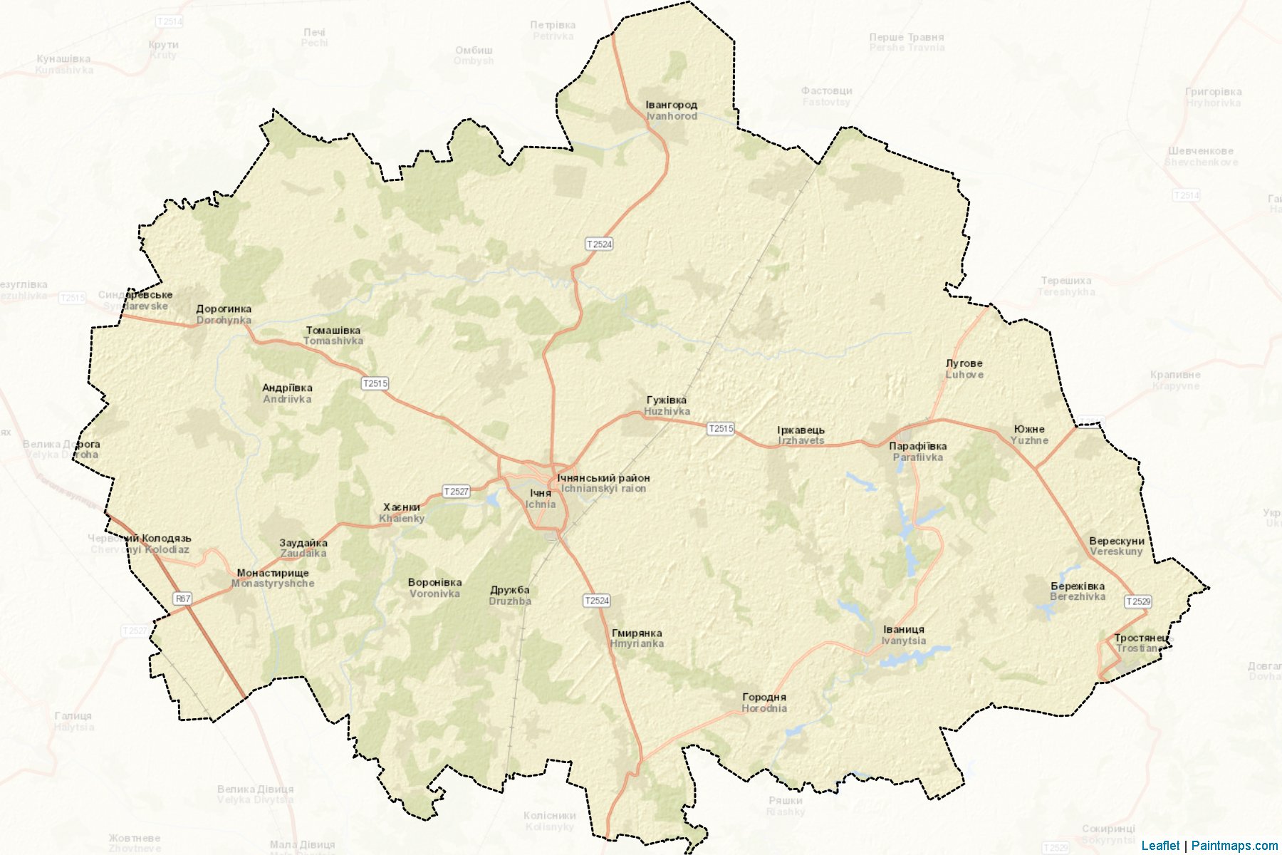 Muestras de recorte de mapas Ichnianskyi (Chernihiv)-2