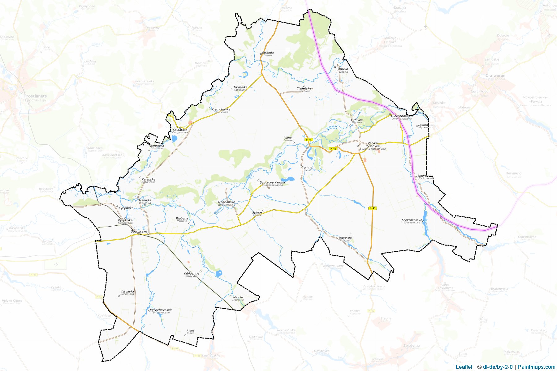 Muestras de recorte de mapas Velykopysarivskyi (Sumy)-1