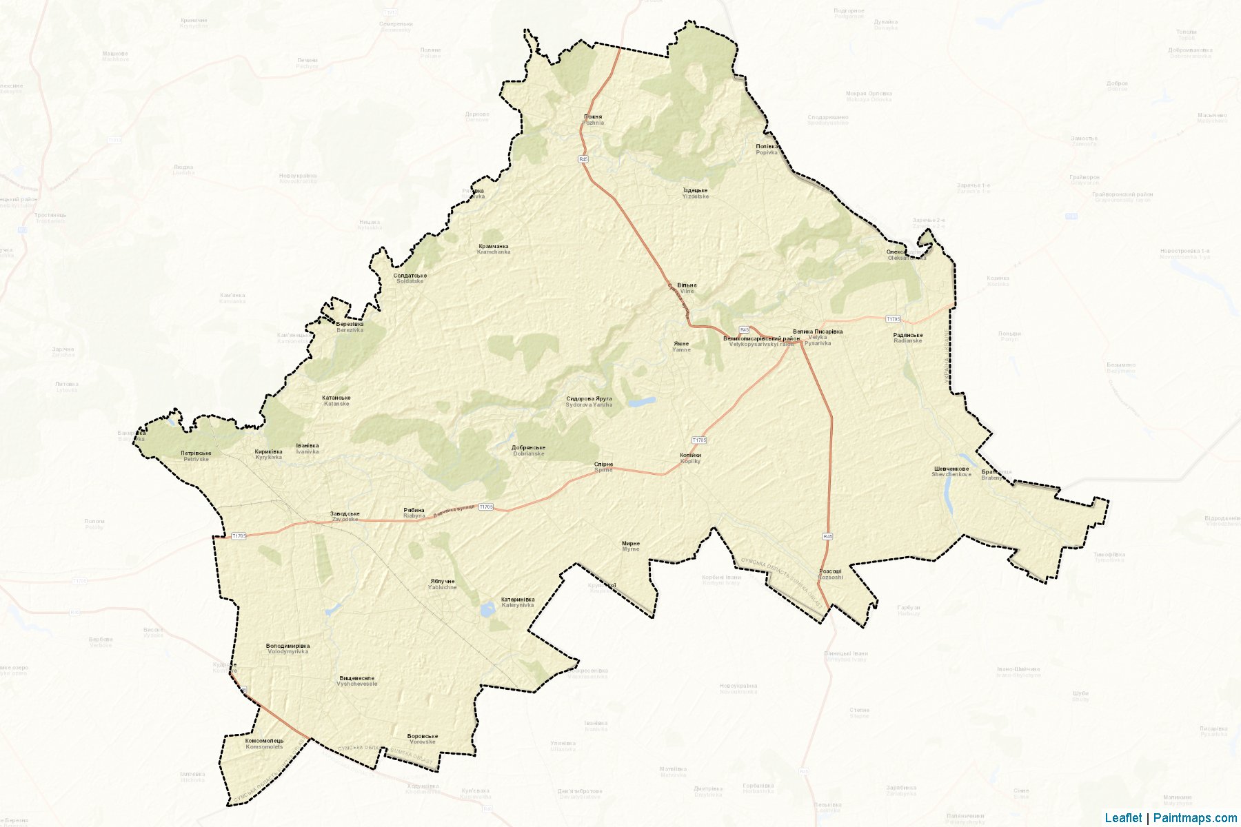 Muestras de recorte de mapas Velykopysarivskyi (Sumy)-2