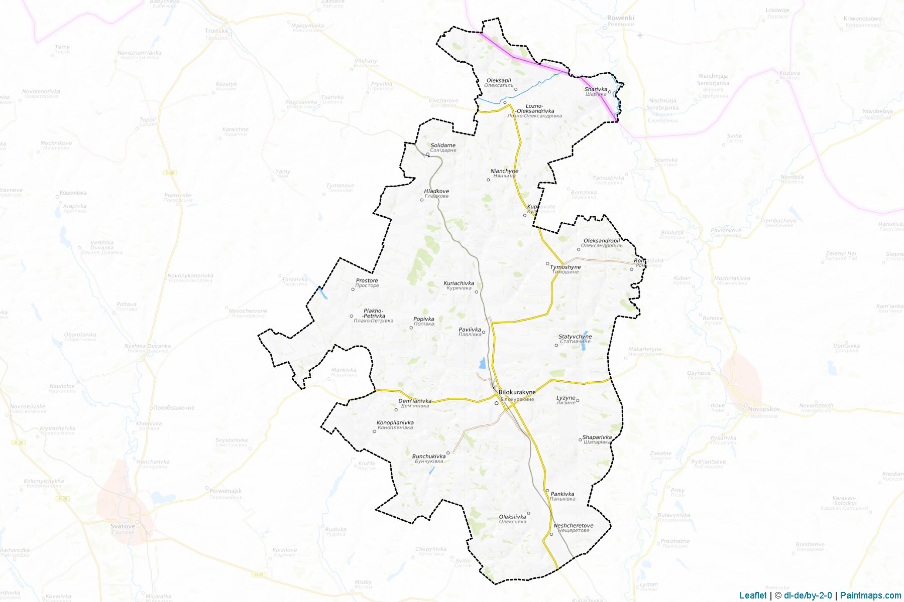 Muestras de recorte de mapas Bilokurakynskyi (Luhansk)-1