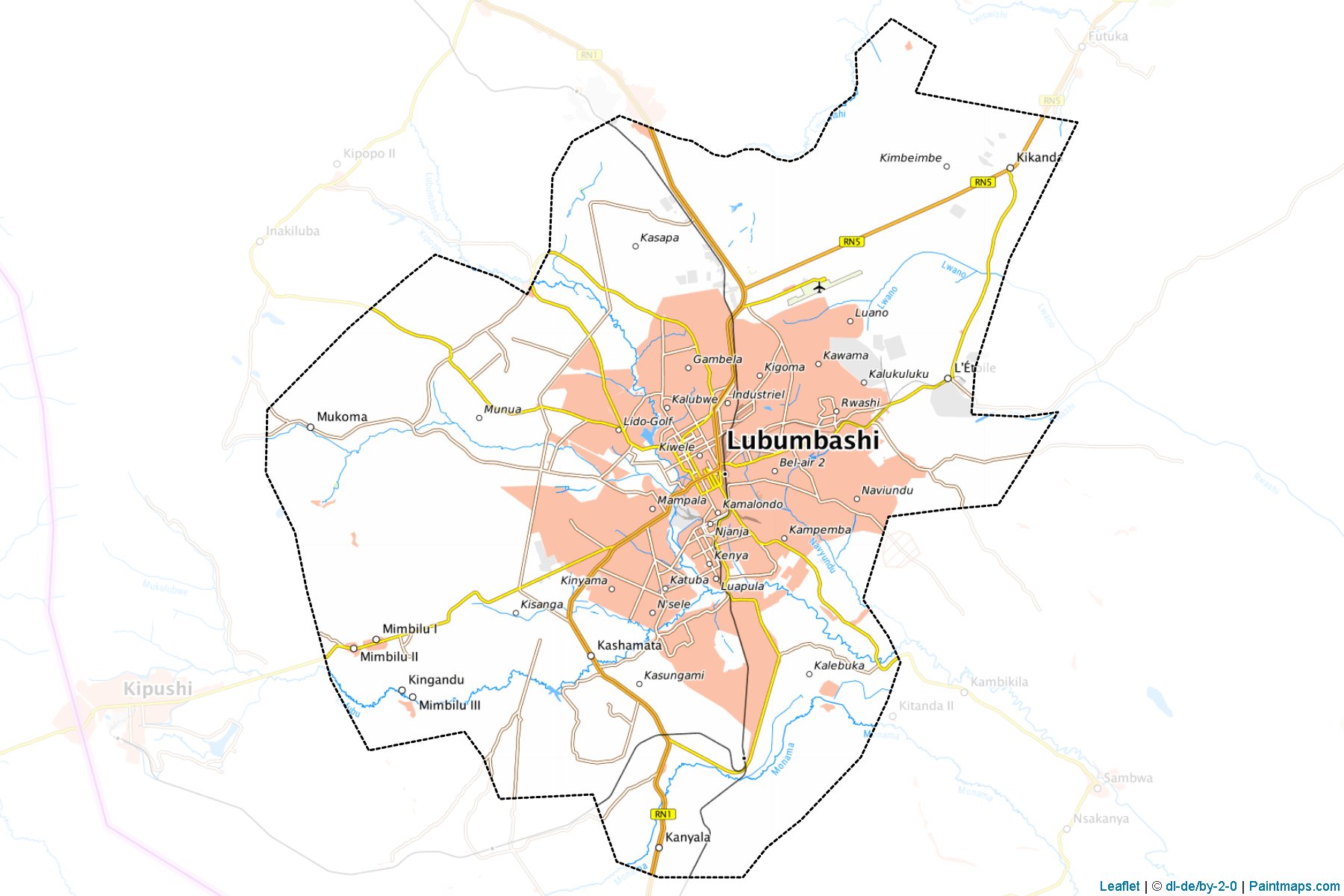 Muestras de recorte de mapas Lubumbashi (Katanga)-1