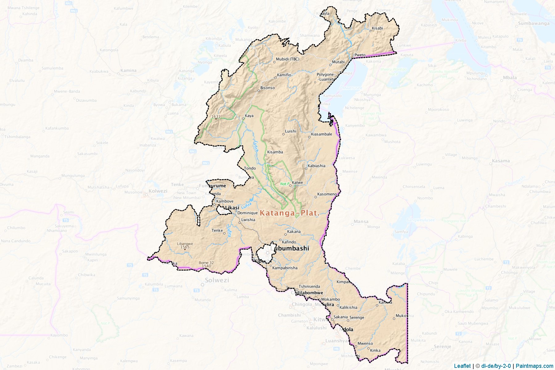 Muestras de recorte de mapas Haut-Katanga (Katanga)-1