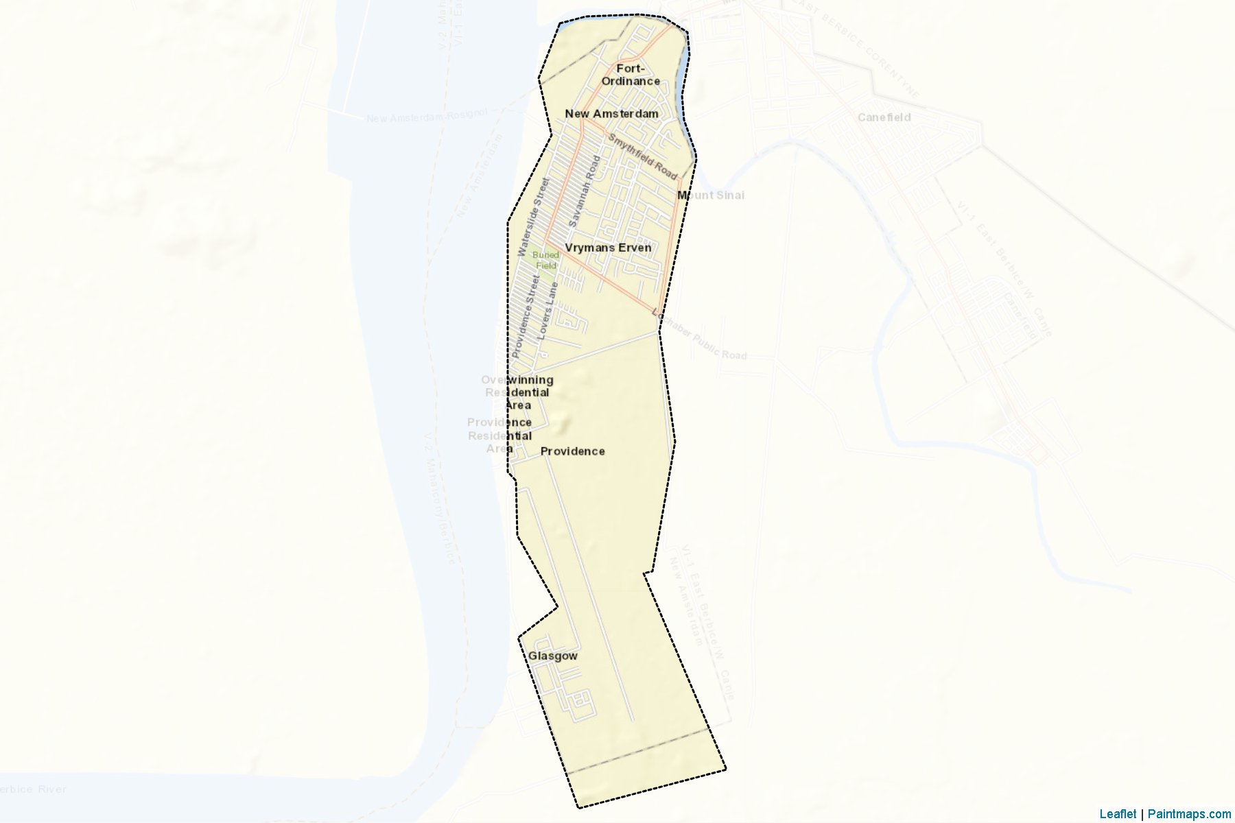 Yeni Amsterdam (Demerara- Mahaica) Haritası Örnekleri-2