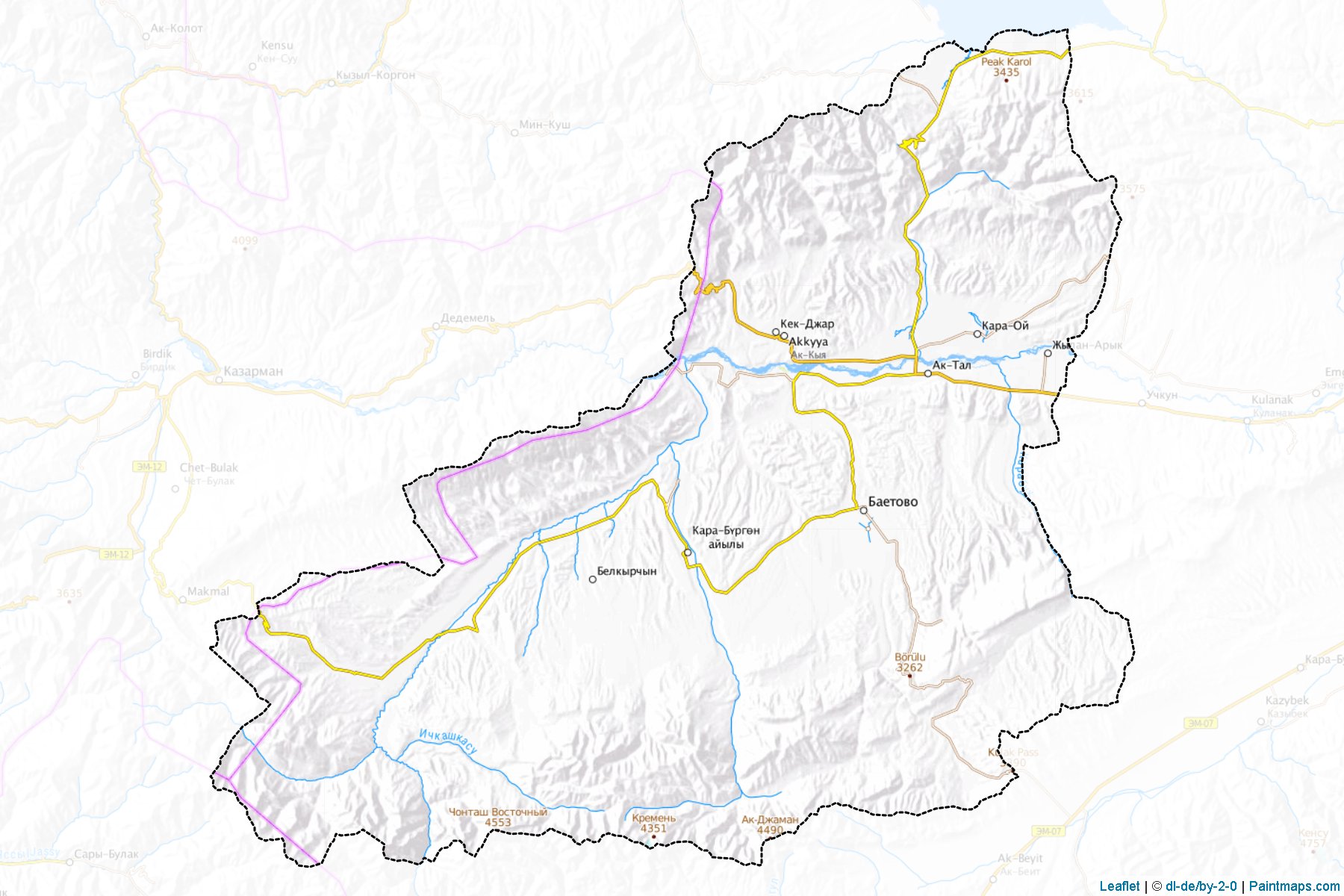 Muestras de recorte de mapas Ak-Tala (Naryn)-1