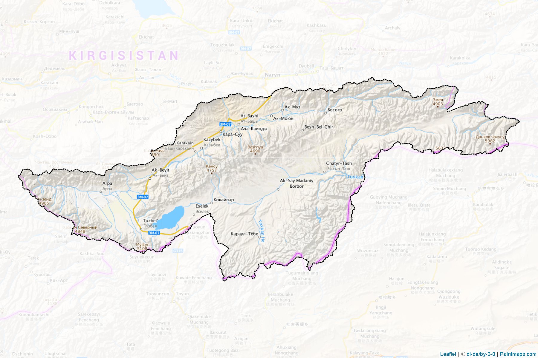 Muestras de recorte de mapas Ak-Bashy (Naryn)-1