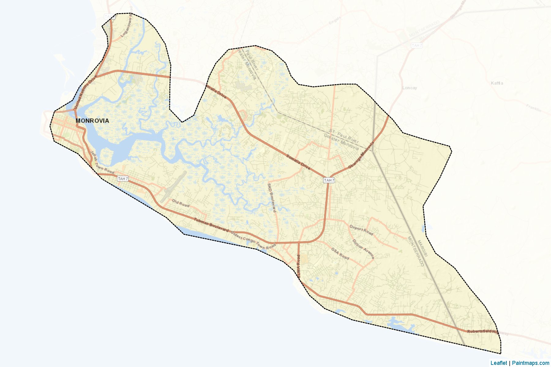 Greater Monrovia (Montserrado County) Haritası Örnekleri-2