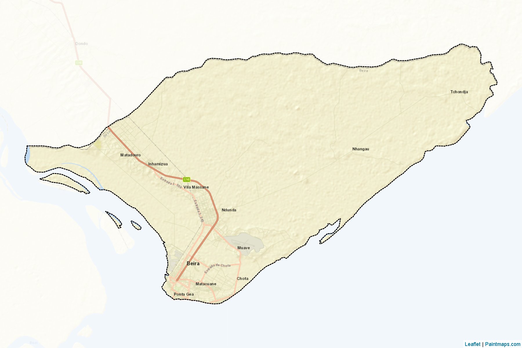 Muestras de recorte de mapas Cidade da Beira (Sofala)-2