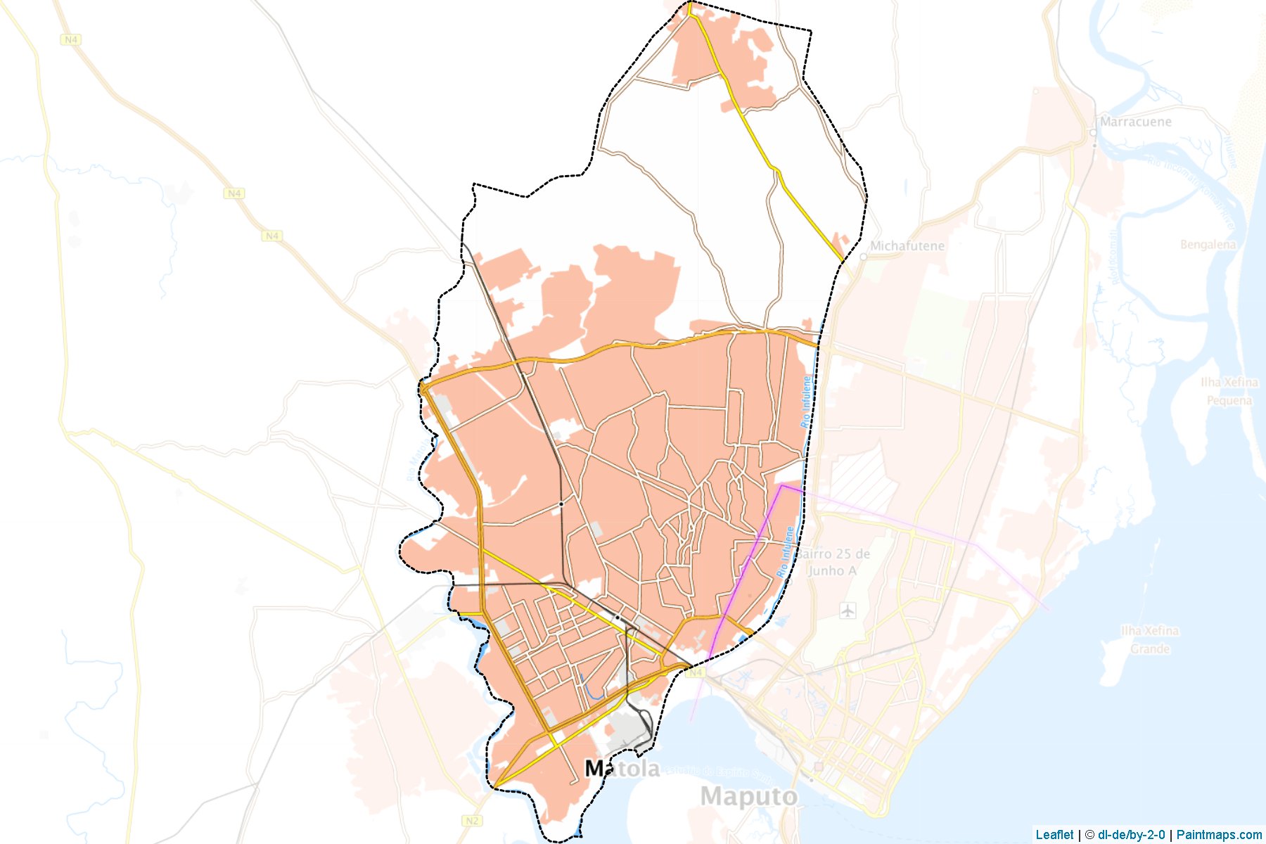 Muestras de recorte de mapas Cidade da Matola (Maputo)-1