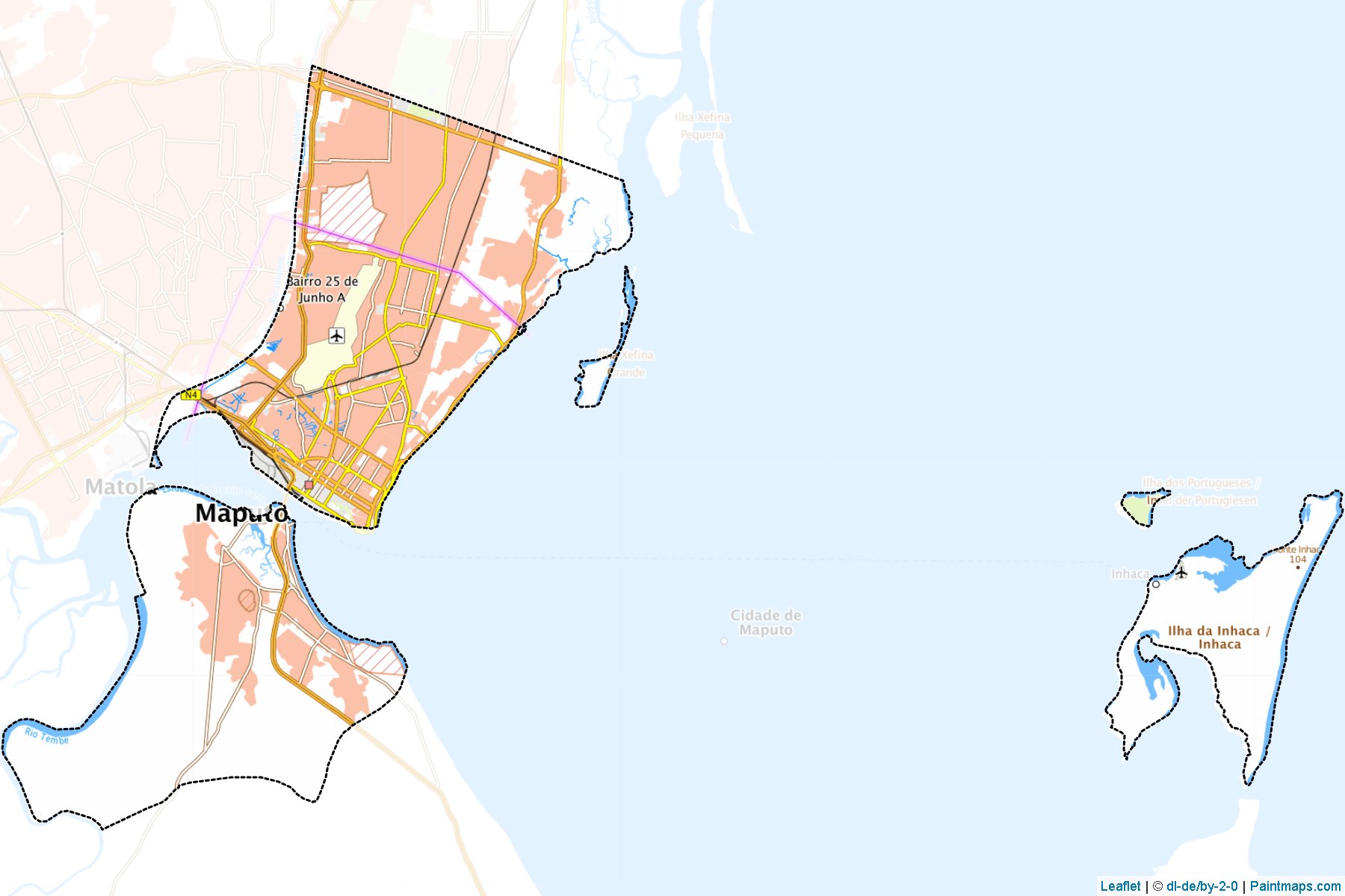 Muestras de recorte de mapas Cidade de Maputo (Maputo)-1